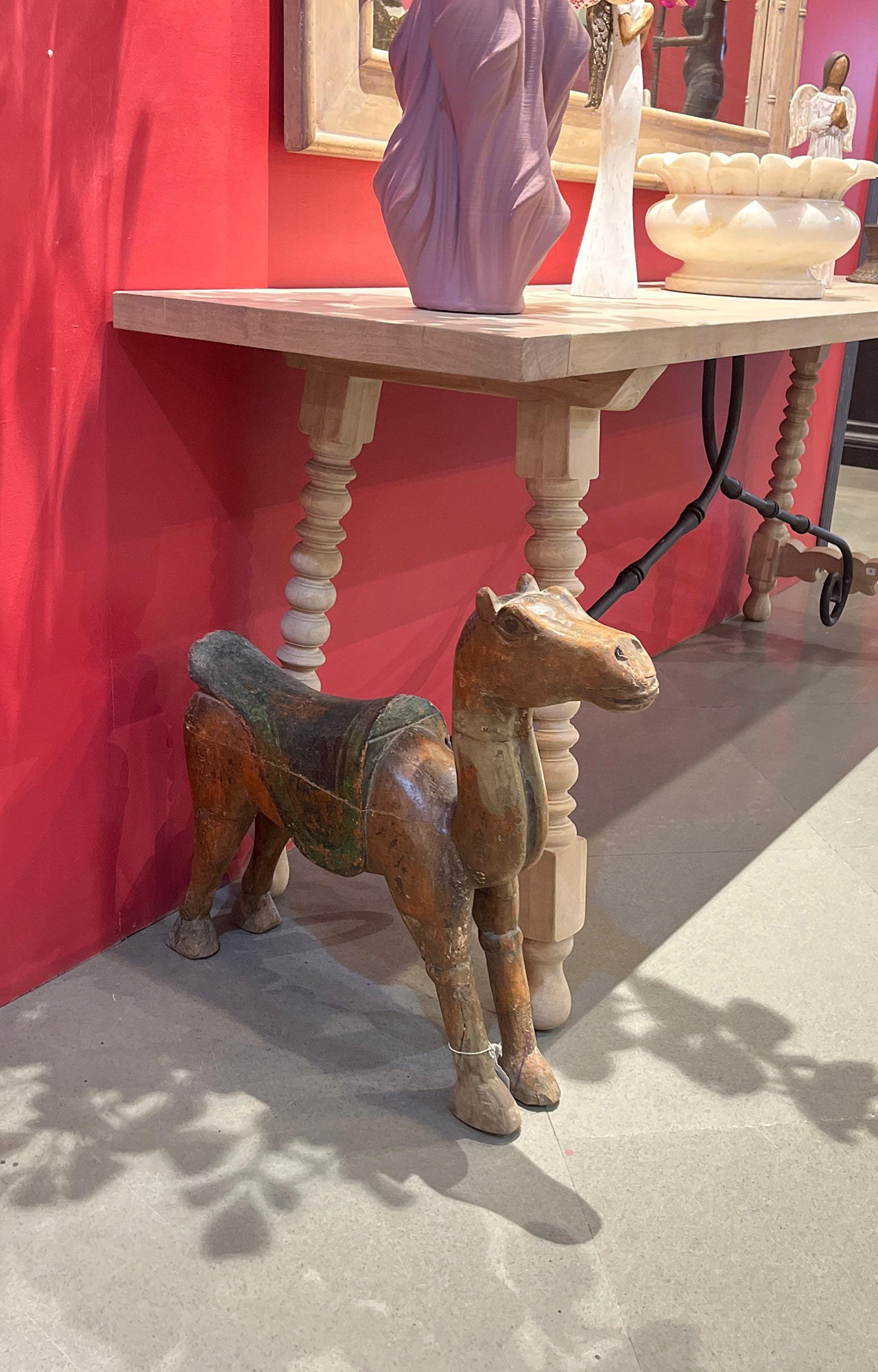 Hand-Carved Teak Wood Horse Figurine