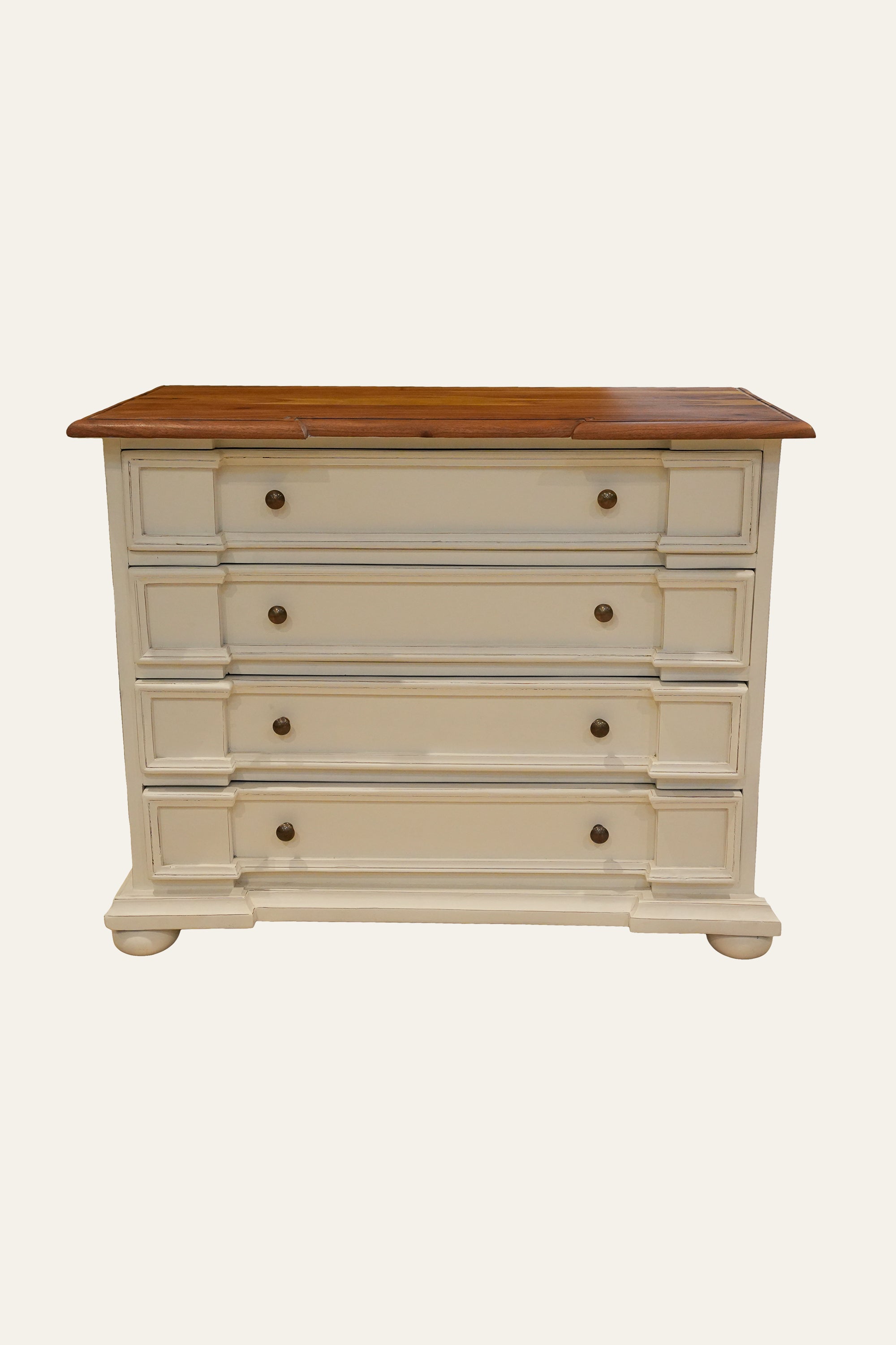 Dual Toned Storage Chest of Drawers with Brown Top
