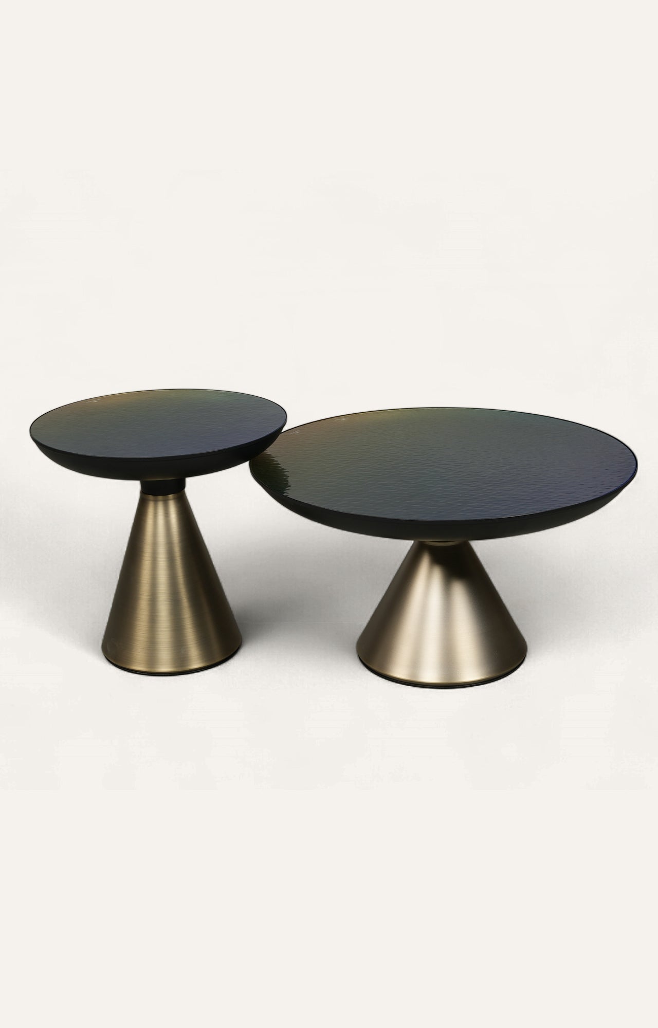 Brass Cone Base Nesting Coffee Tables Set of 2