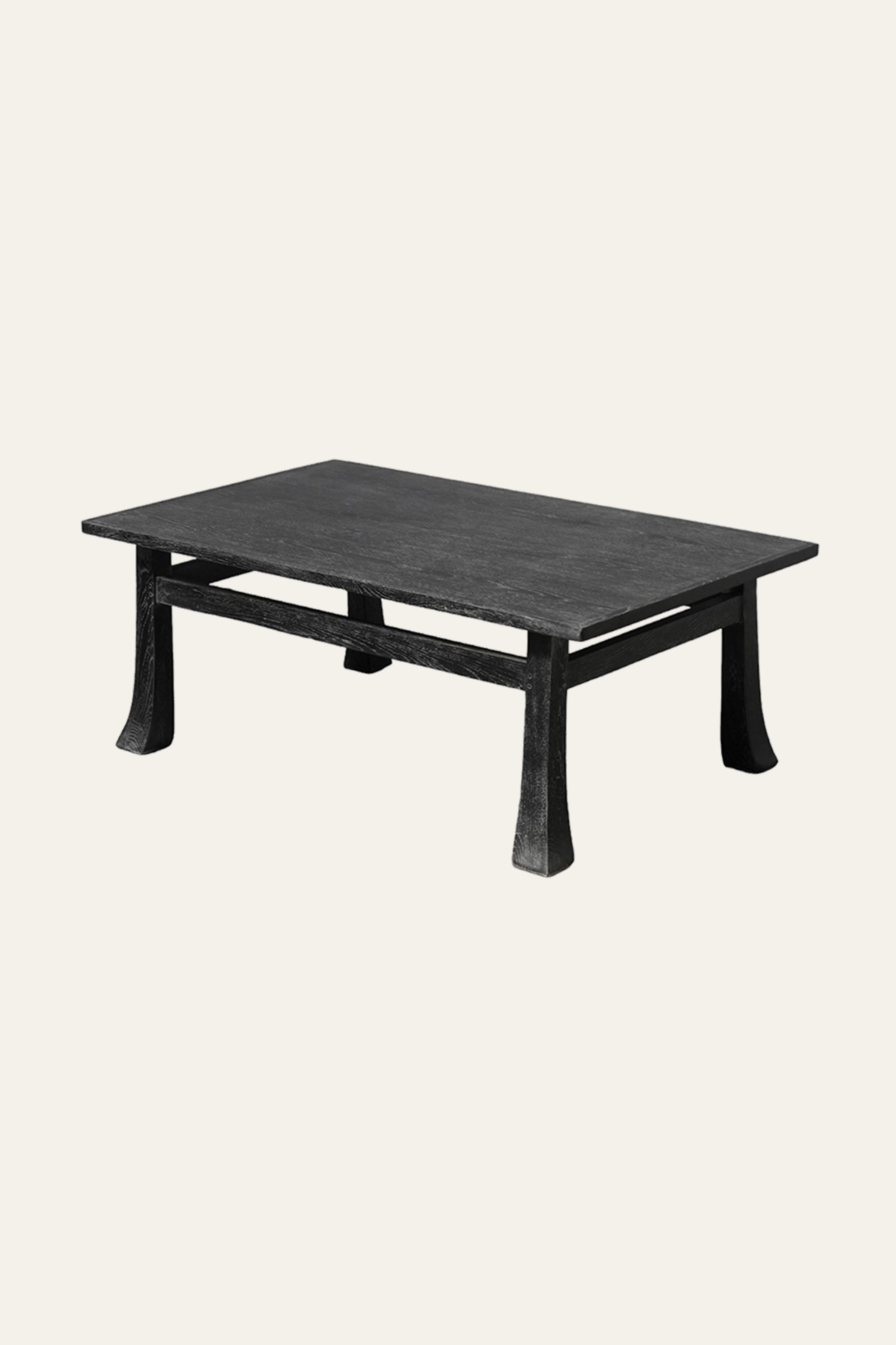 Rectangular Black Wooden Coffee Table with Flared Legs