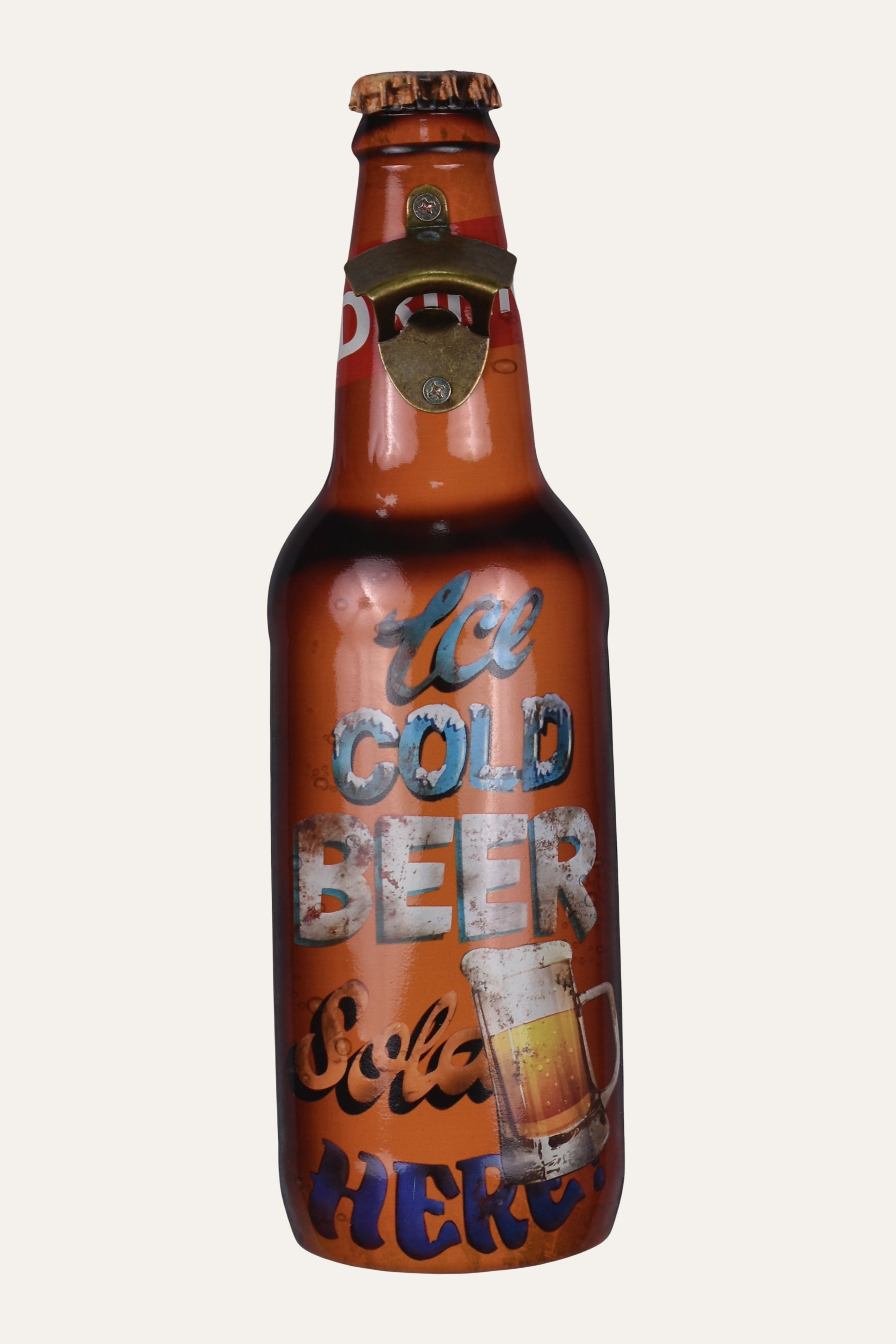 Ice Cold Beer Bottle Metal Wall Sign