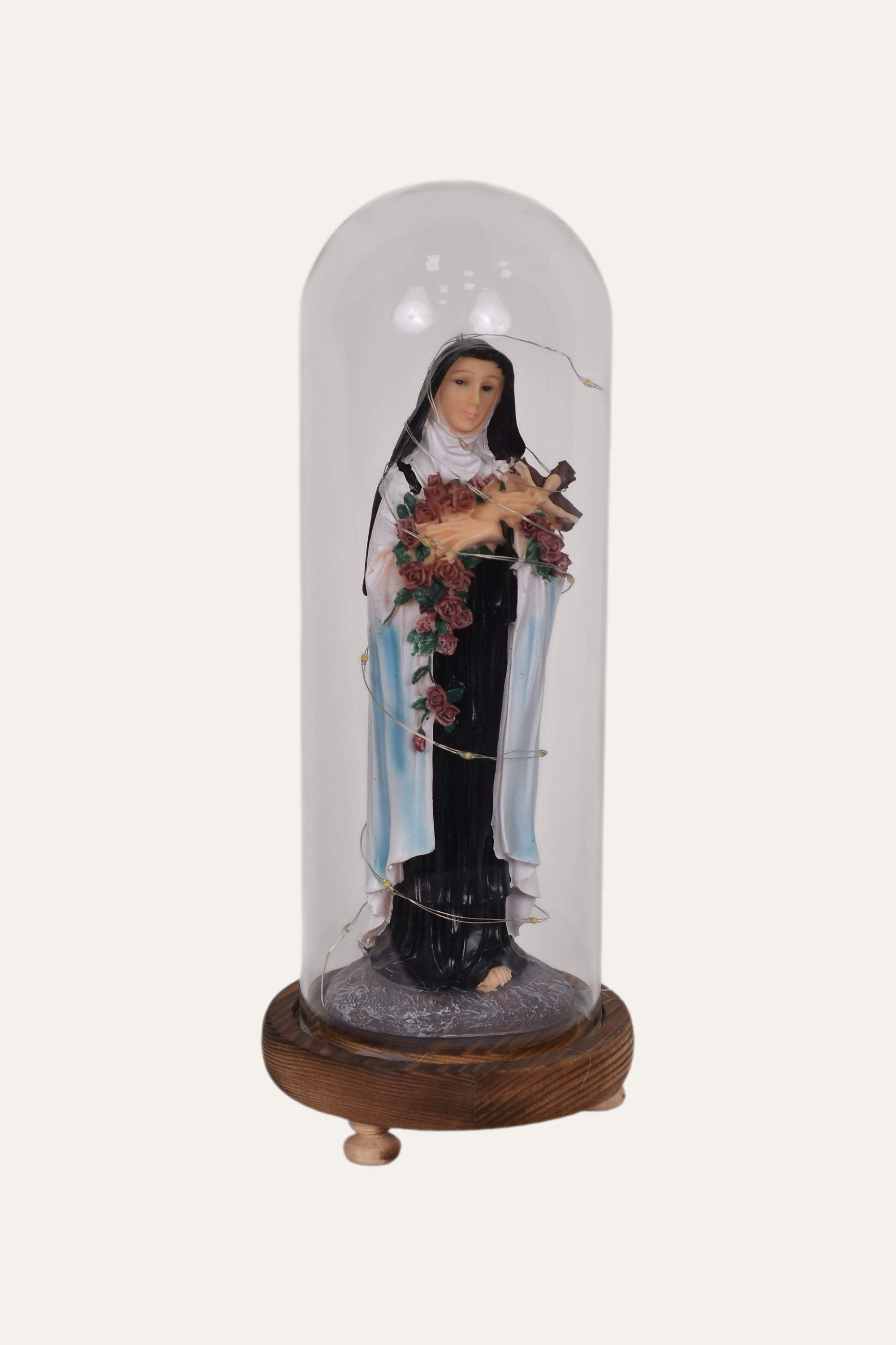 Religious Resin Saint Statue in Glass Dome