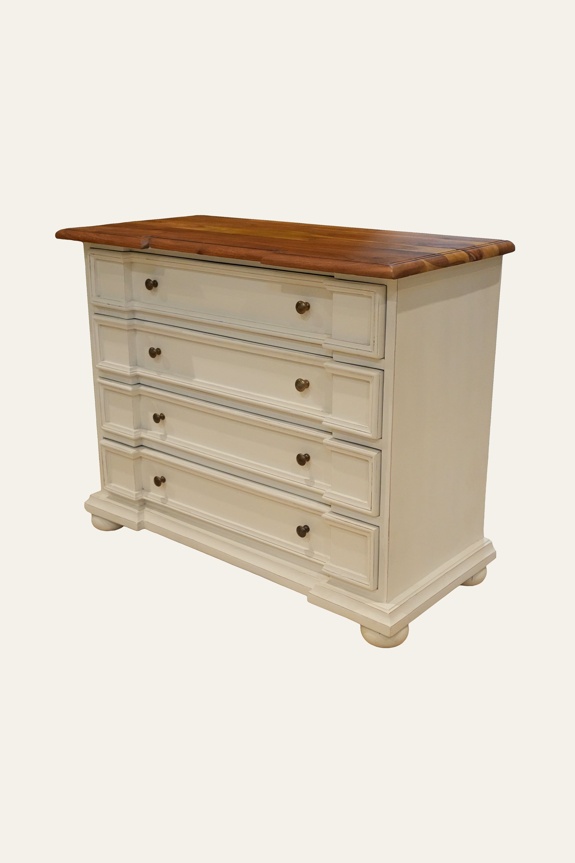 Dual Toned Storage Chest of Drawers with Brown Top