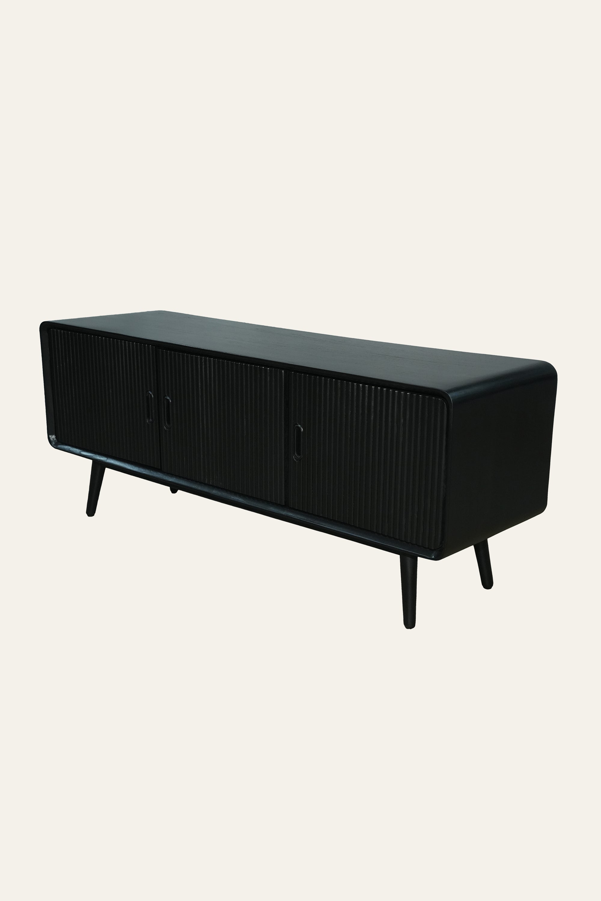 Black Fluted TV Cabinet for Modern Living Rooms
