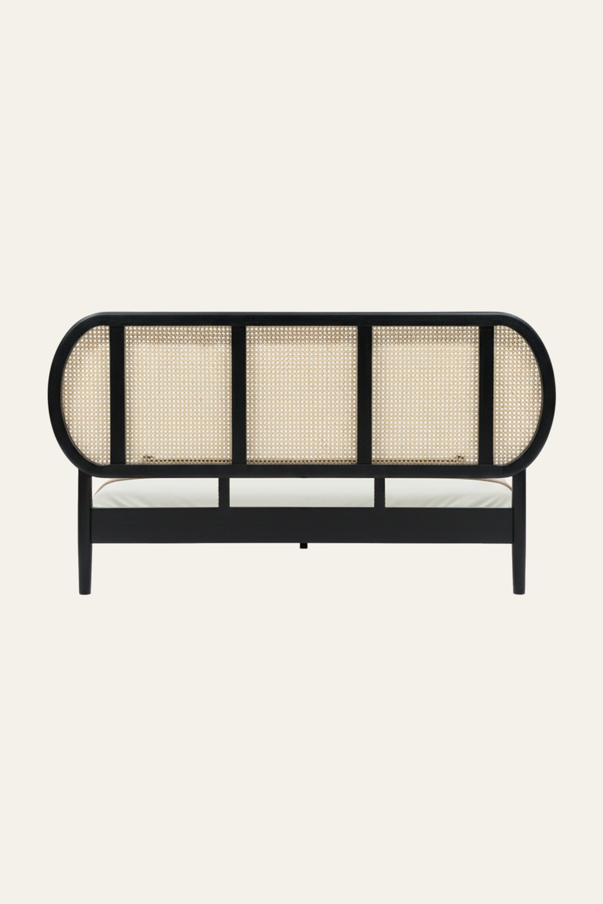 Modern Cane Panel Acacia Wood Bed in Black