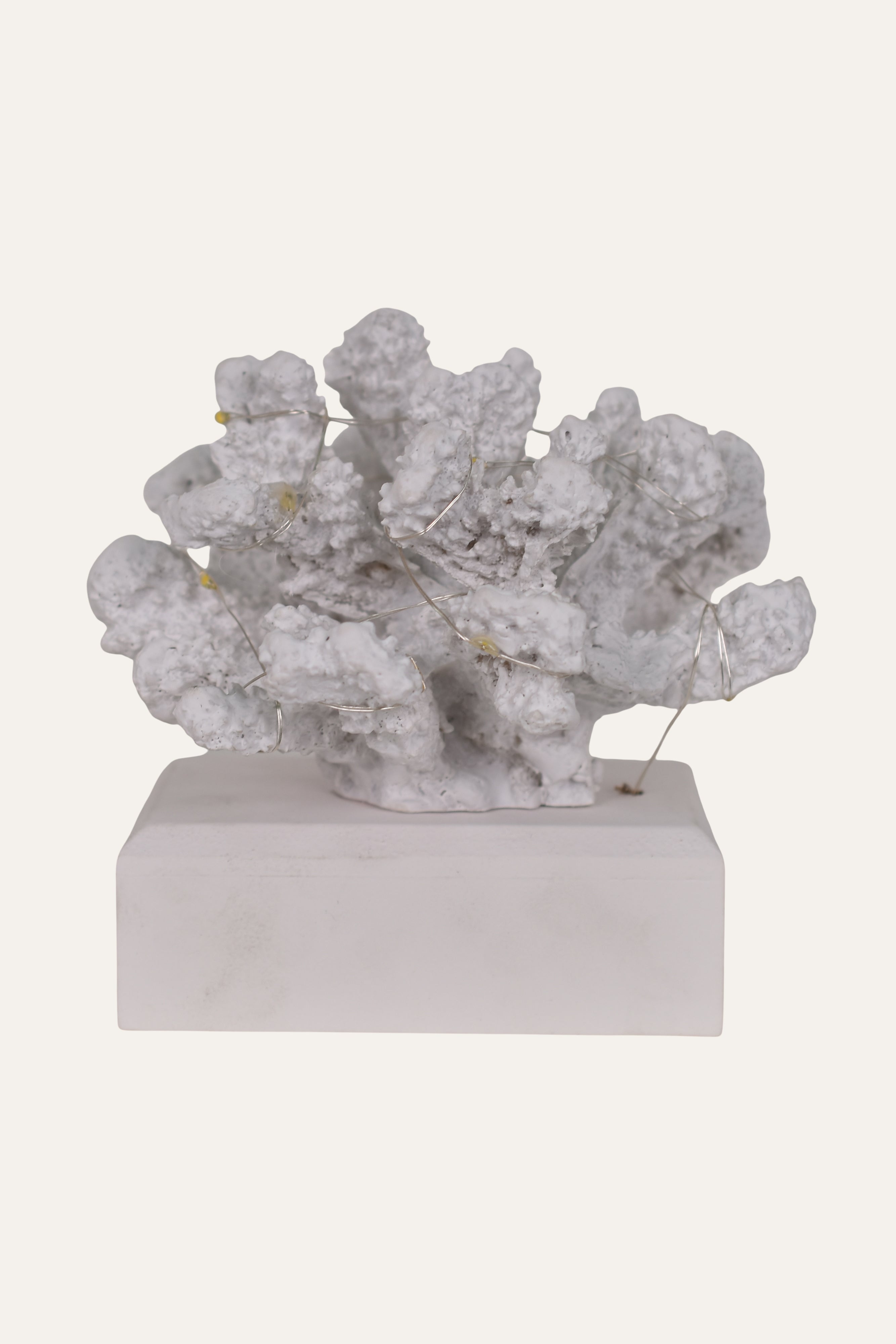 Decorative White Resin Coral Cluster Sculpture on Base Table Décor