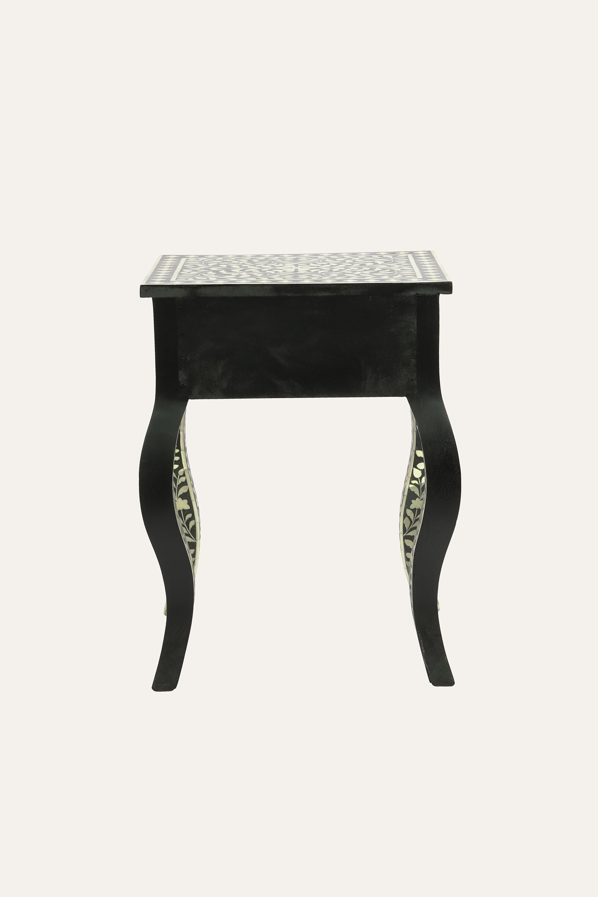 Bone Inlay Cabriole Leg Bedside Table