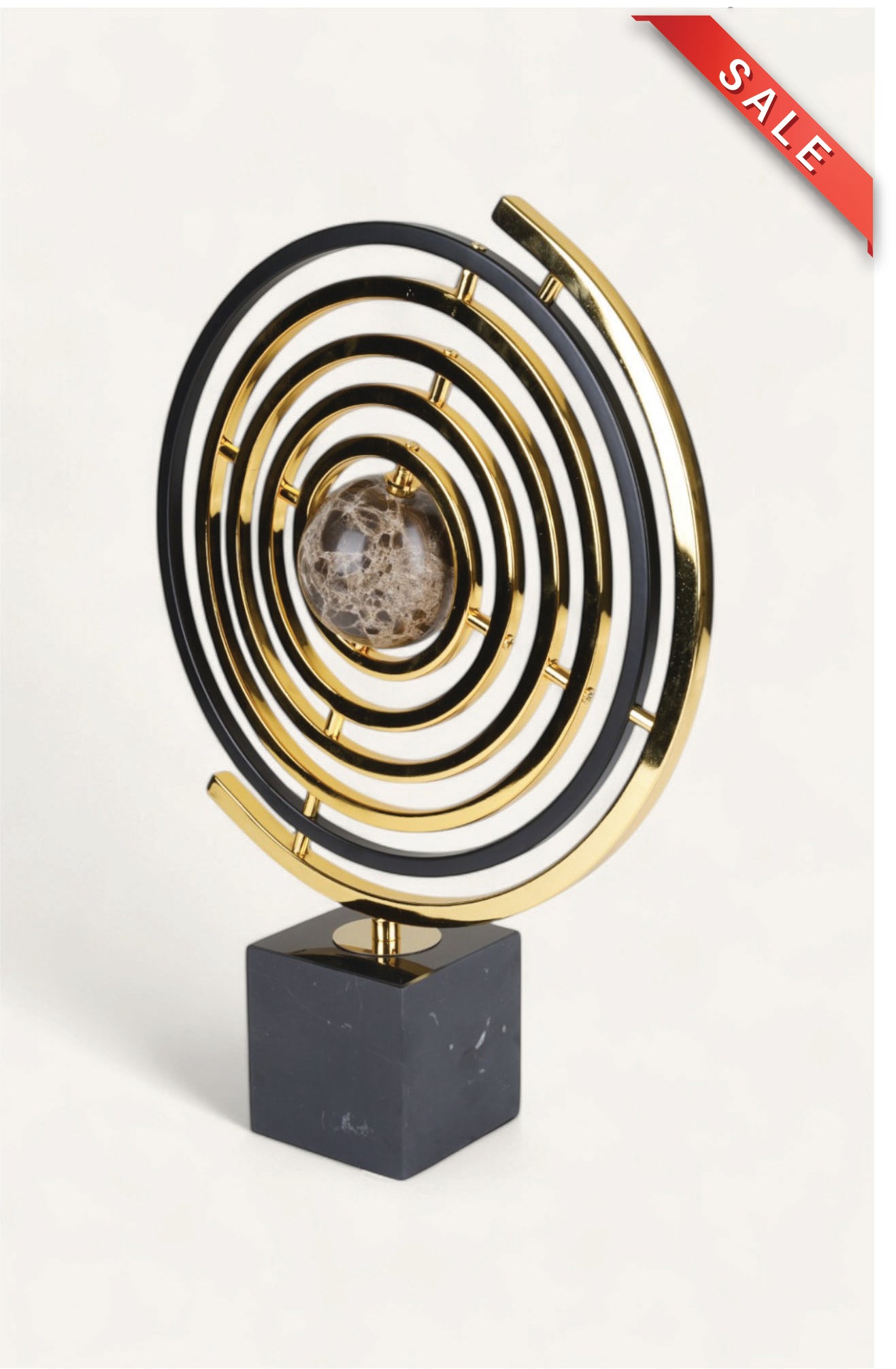 Striking Golden Geode Spiral Sculpture