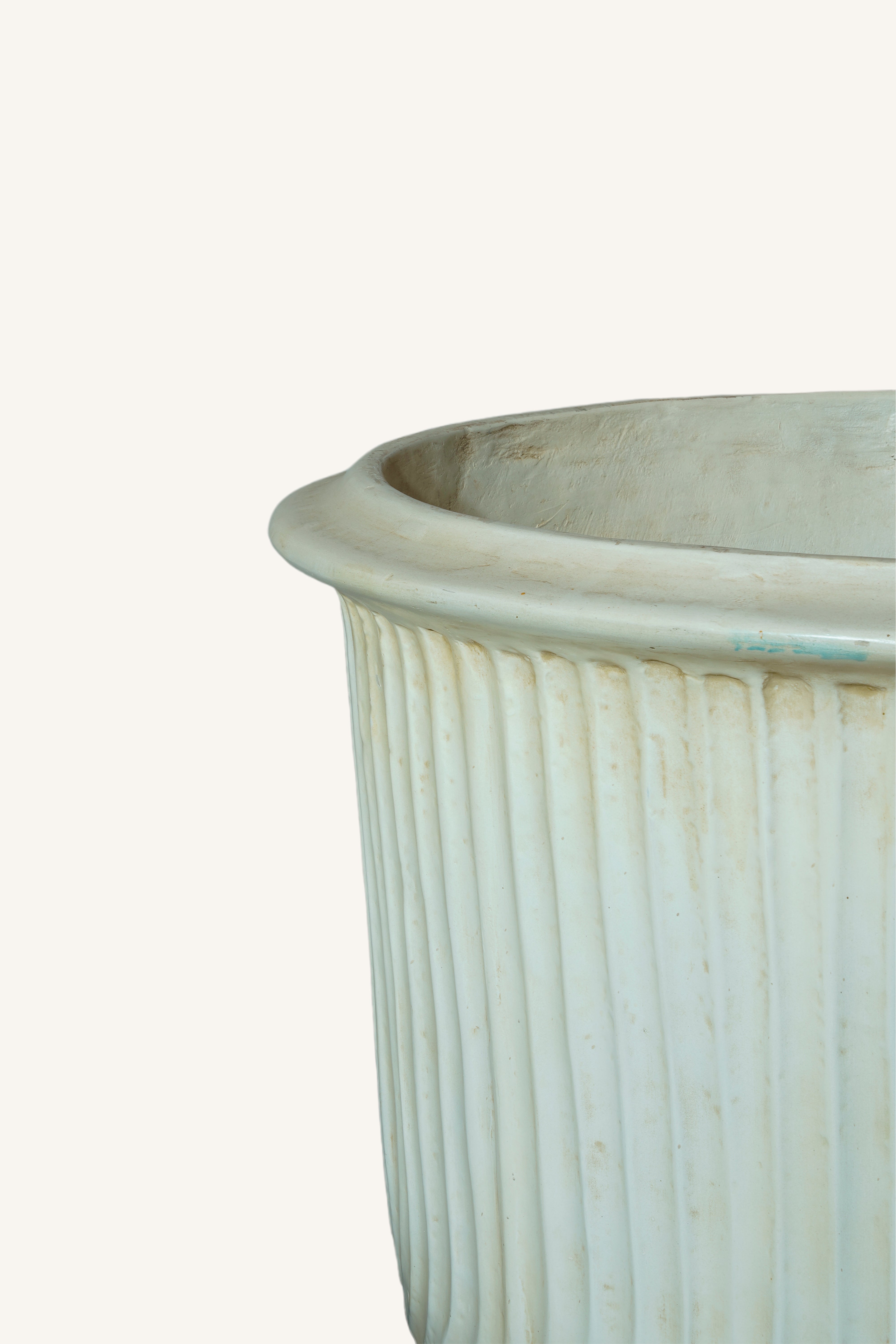 Fluted White Resin Vase