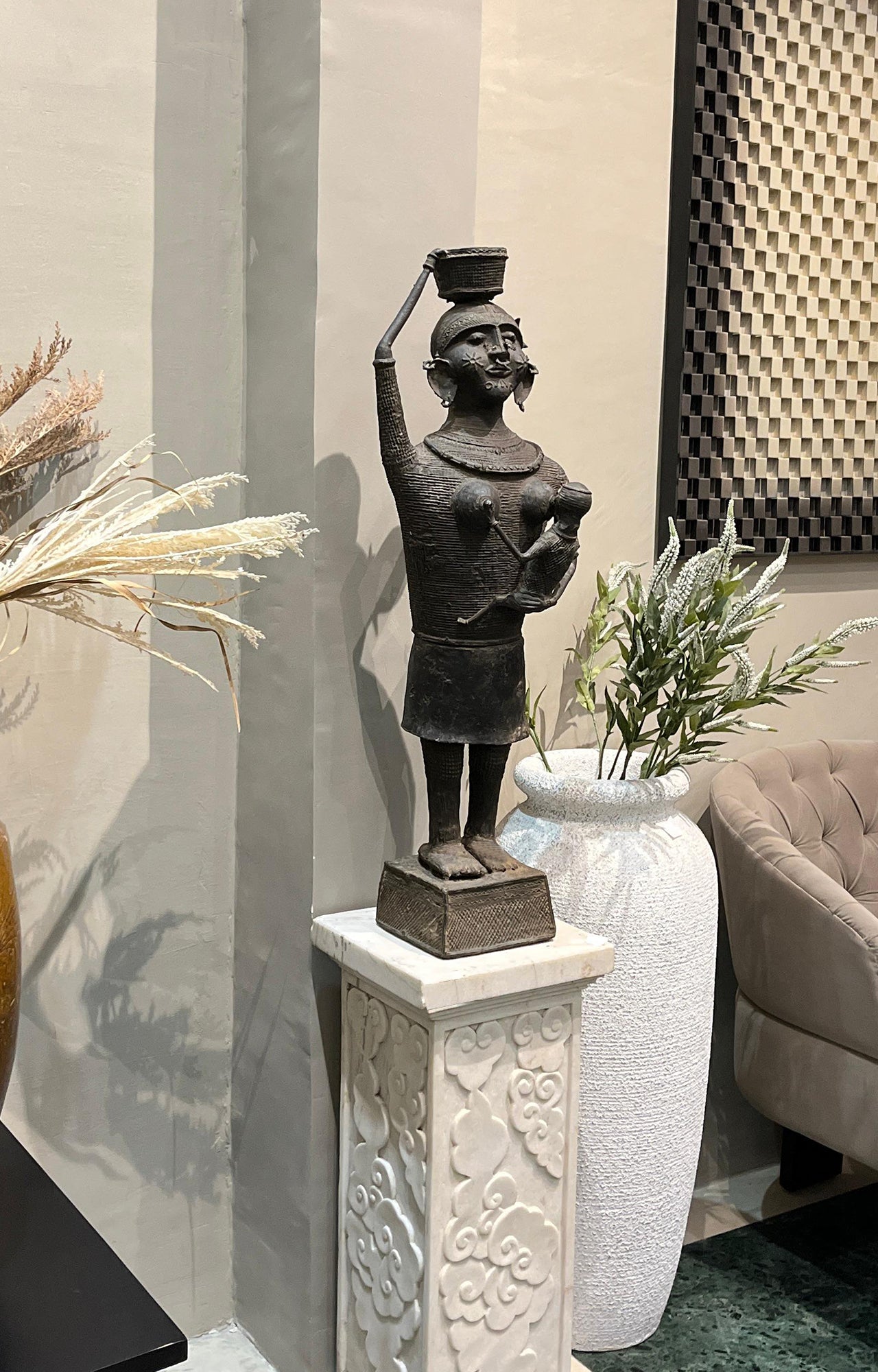 Mother and Child Brass Sculpture