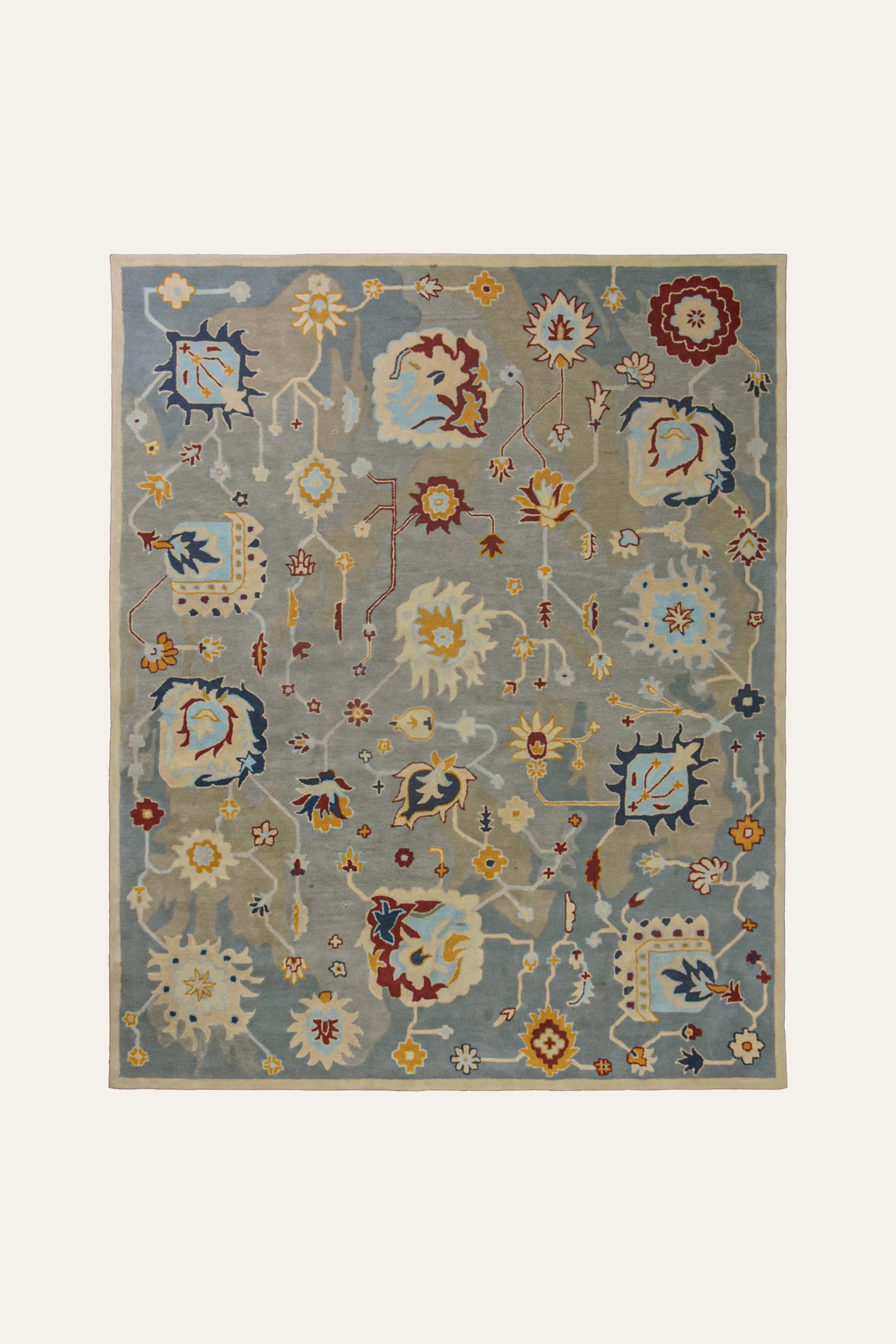 8x10 Ft. Pastel Floral Handtufted Wool Area Carpet