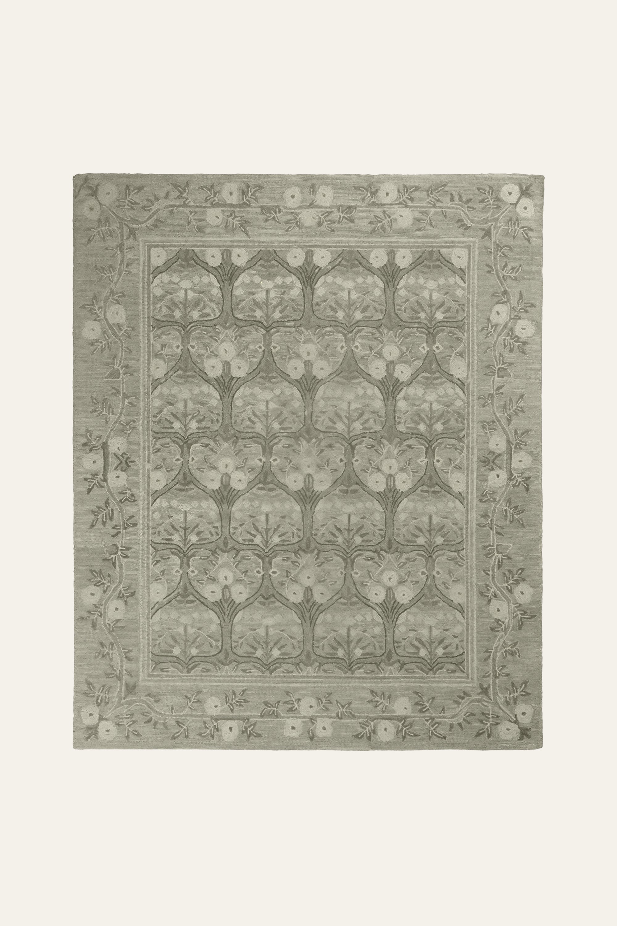 8x10 Ft. Soft Grey Botanical Wool Area Carpet