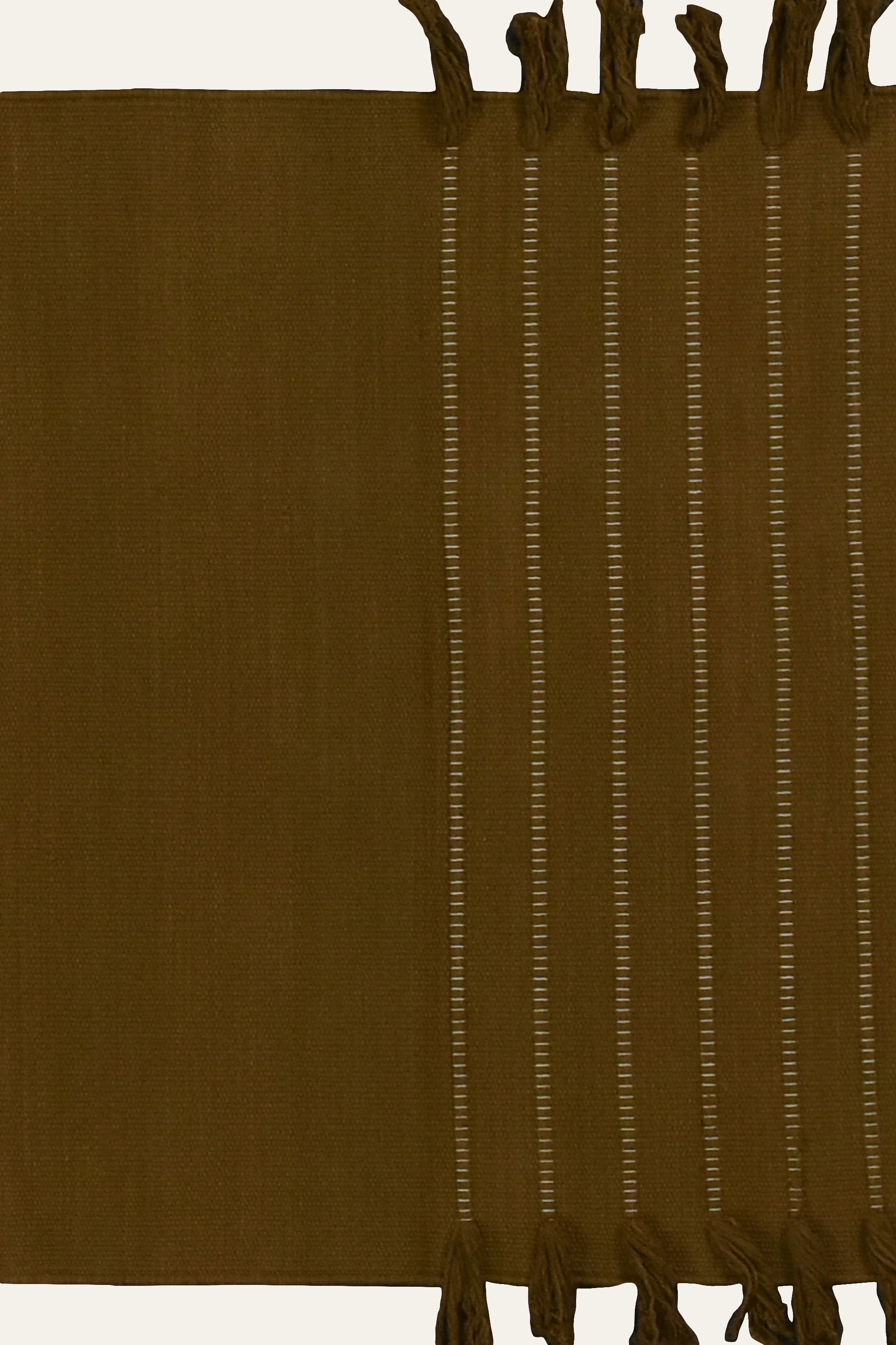 Olive Green Washable Cotton Yoga Mat with Fringe