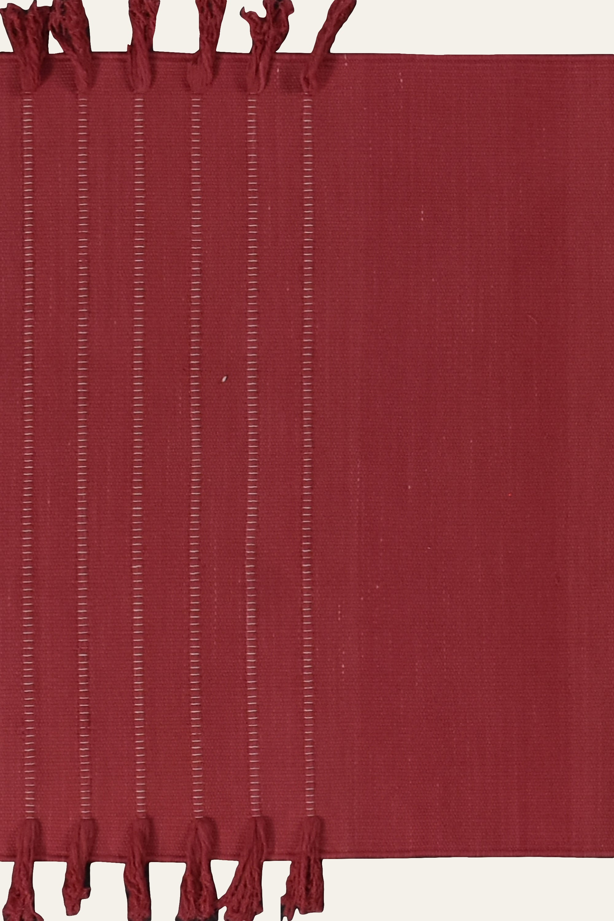 Plain Red Washable Cotton Yoga Mat with Fringe