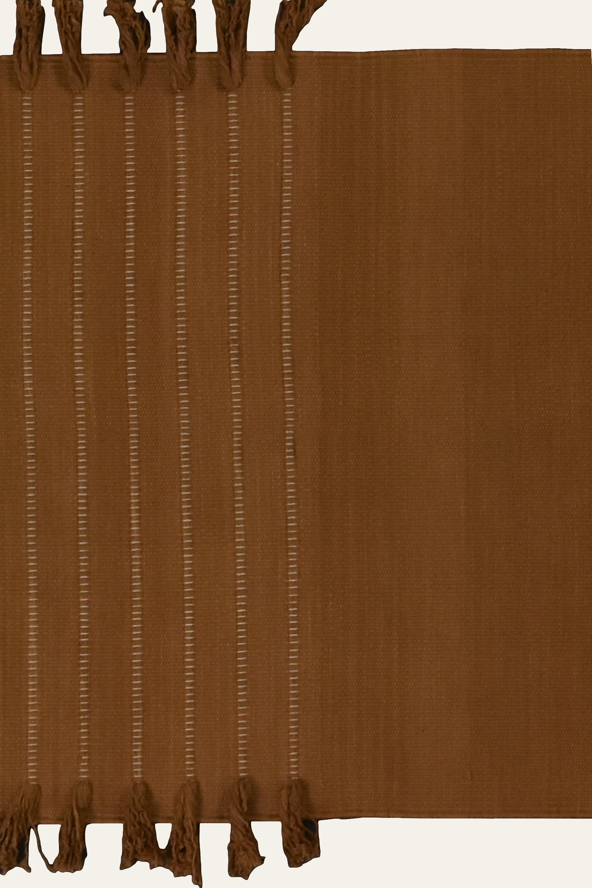 Plain Brown Washable Cotton Yoga Mat with Fringe