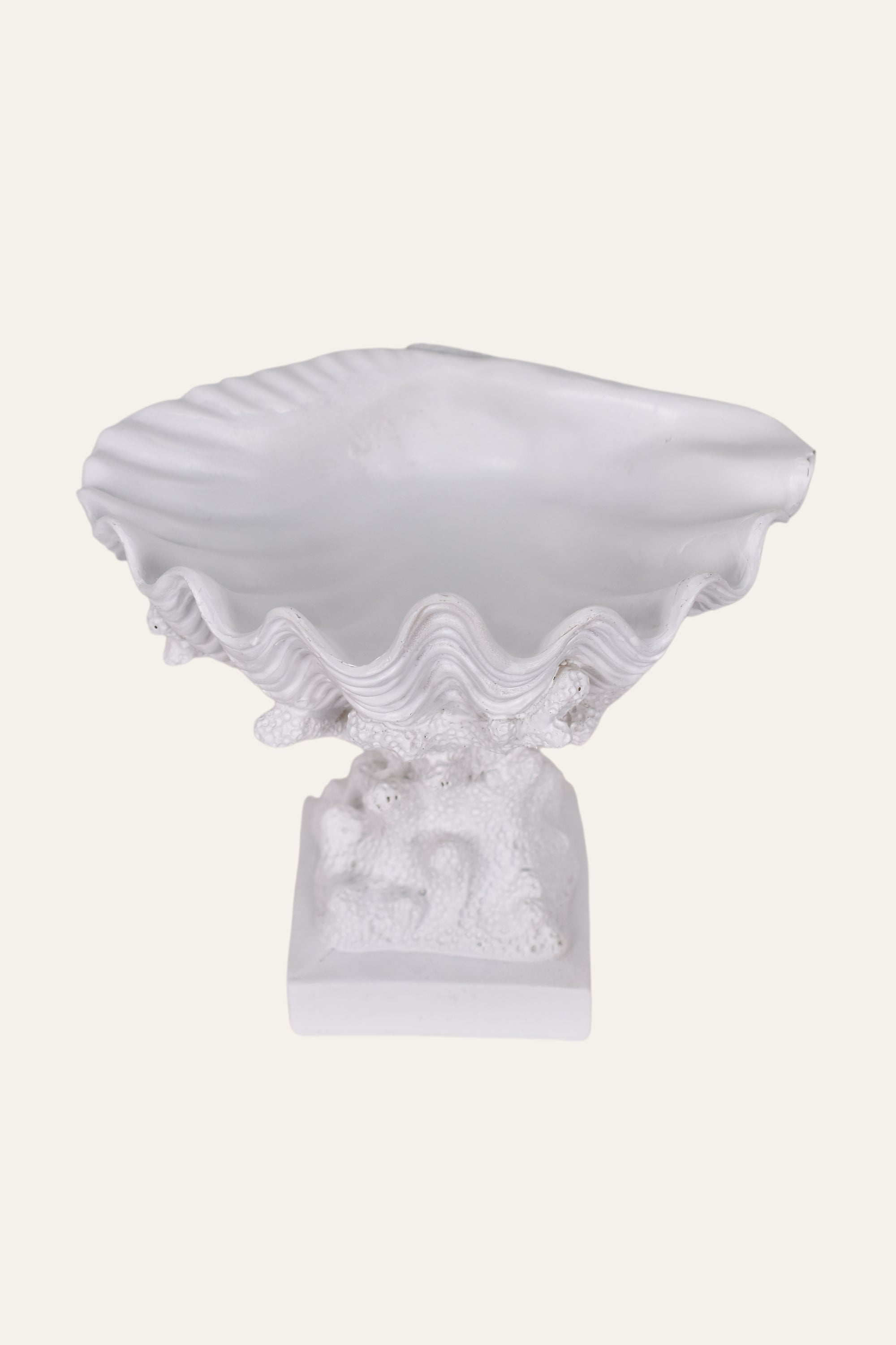 White Resin Coral-Inspired Pedestal Sculpture