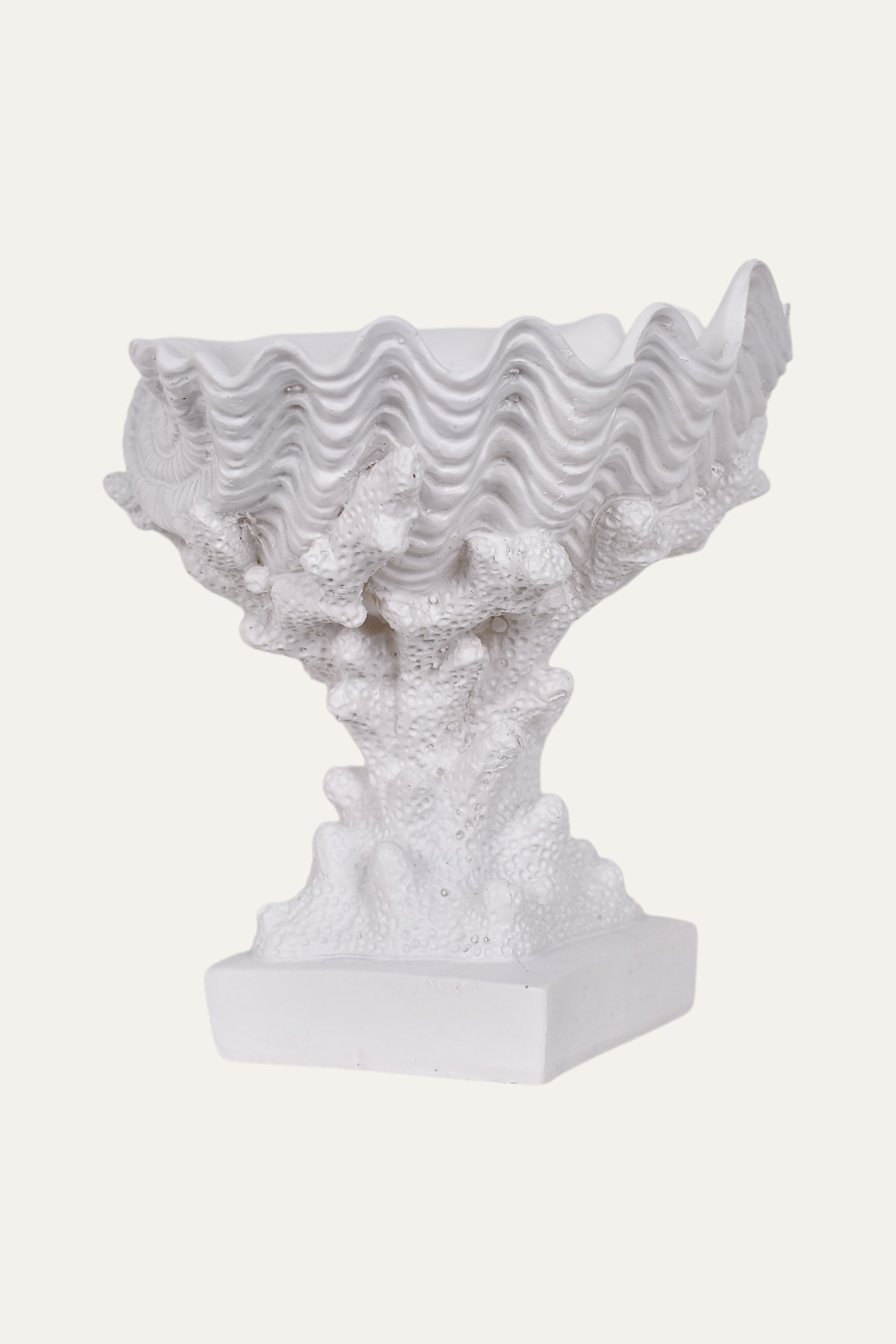 White Resin Coral-Inspired Pedestal Sculpture