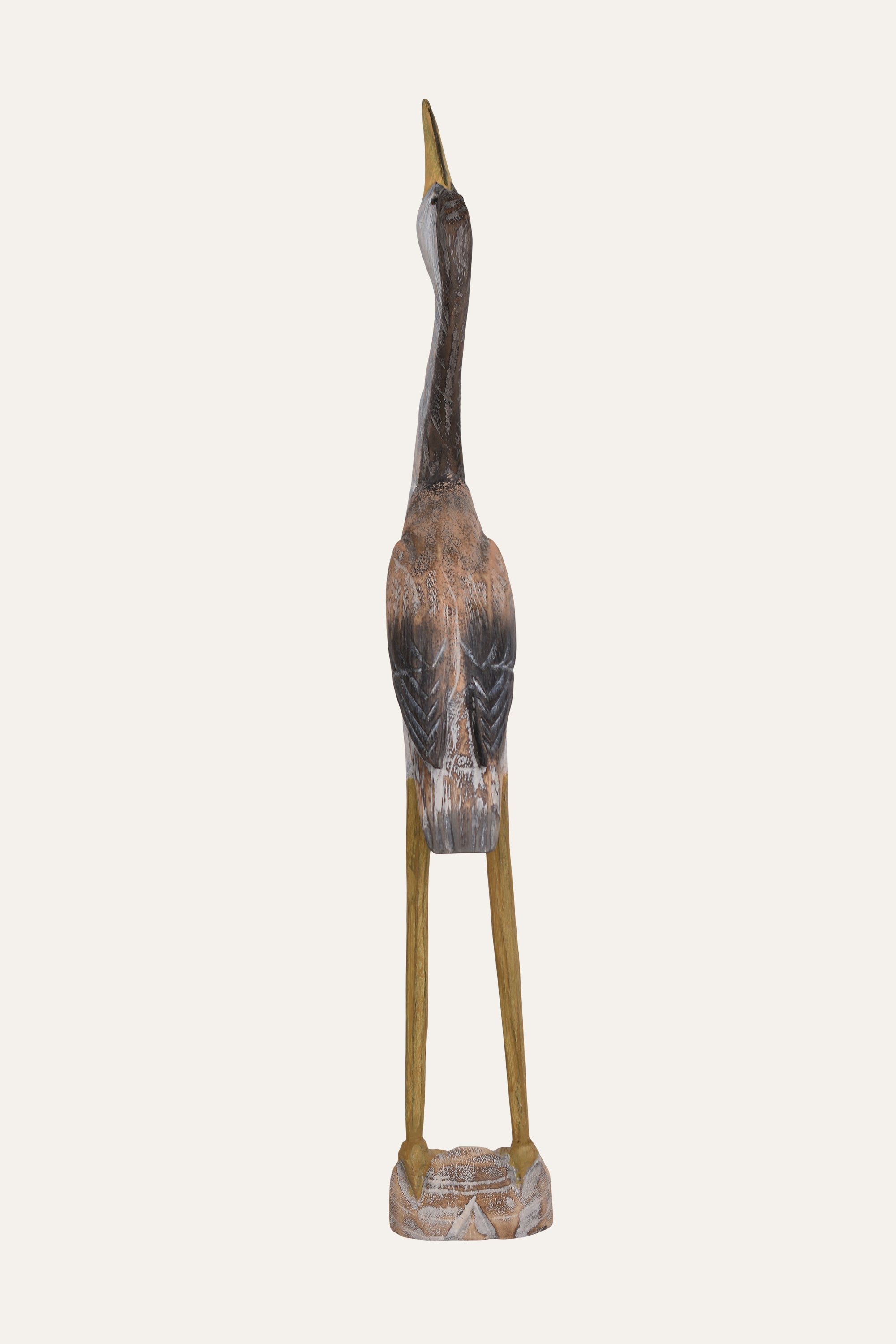 Decorative wooden crane figure