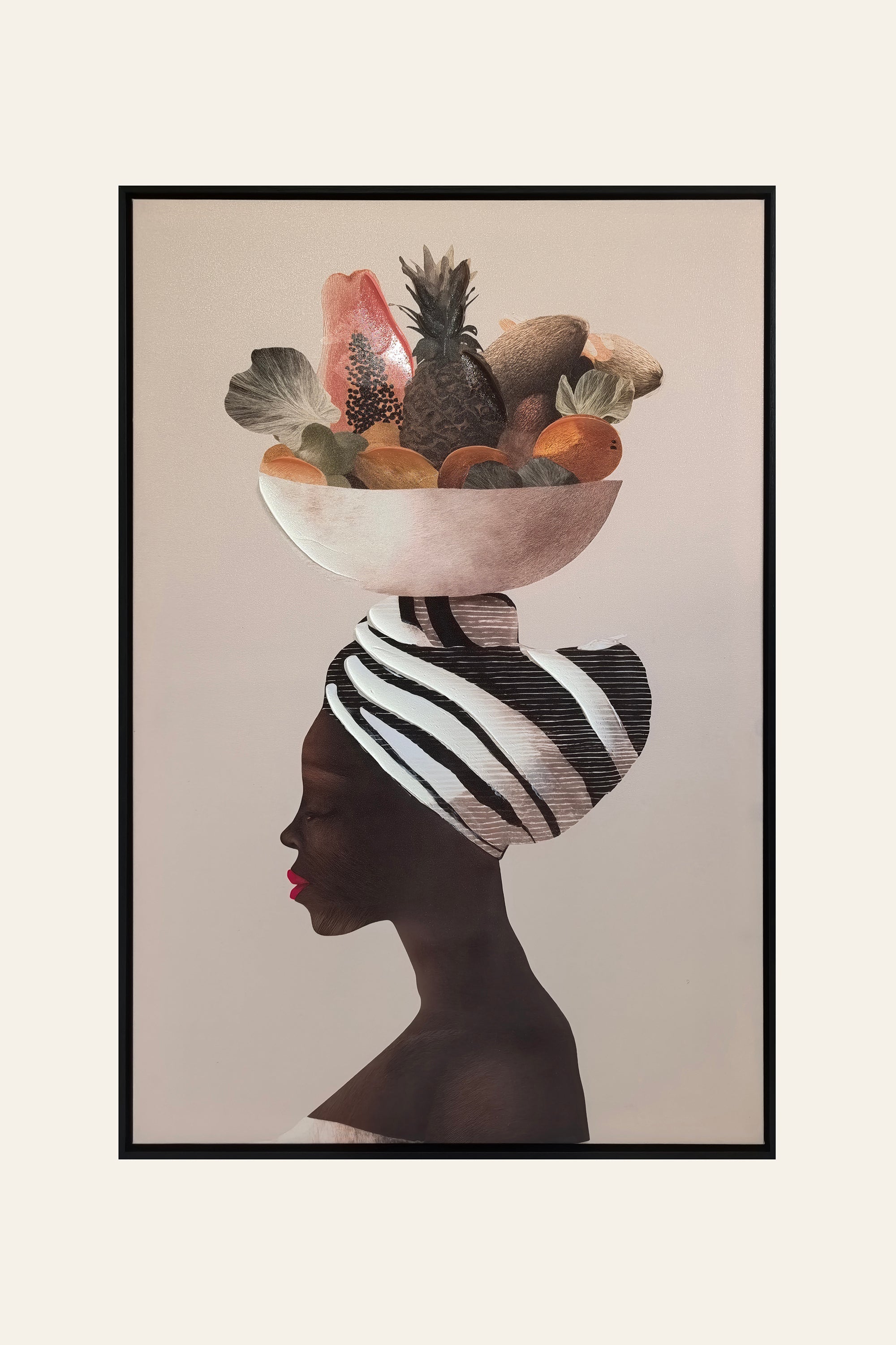 African Lady with a Fruit Bowl Oil Painting