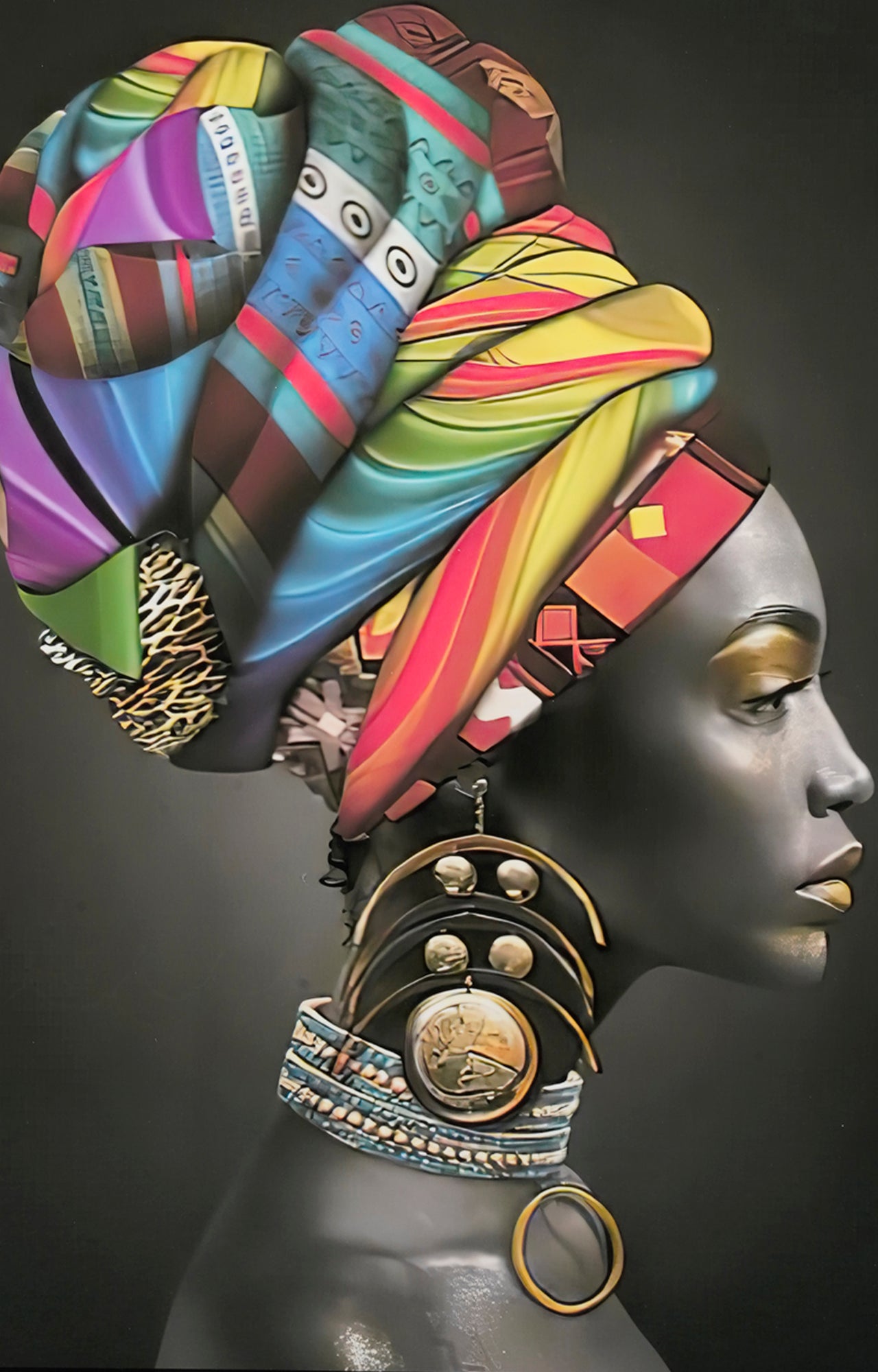 African gele art : Multicolor Art_secondary