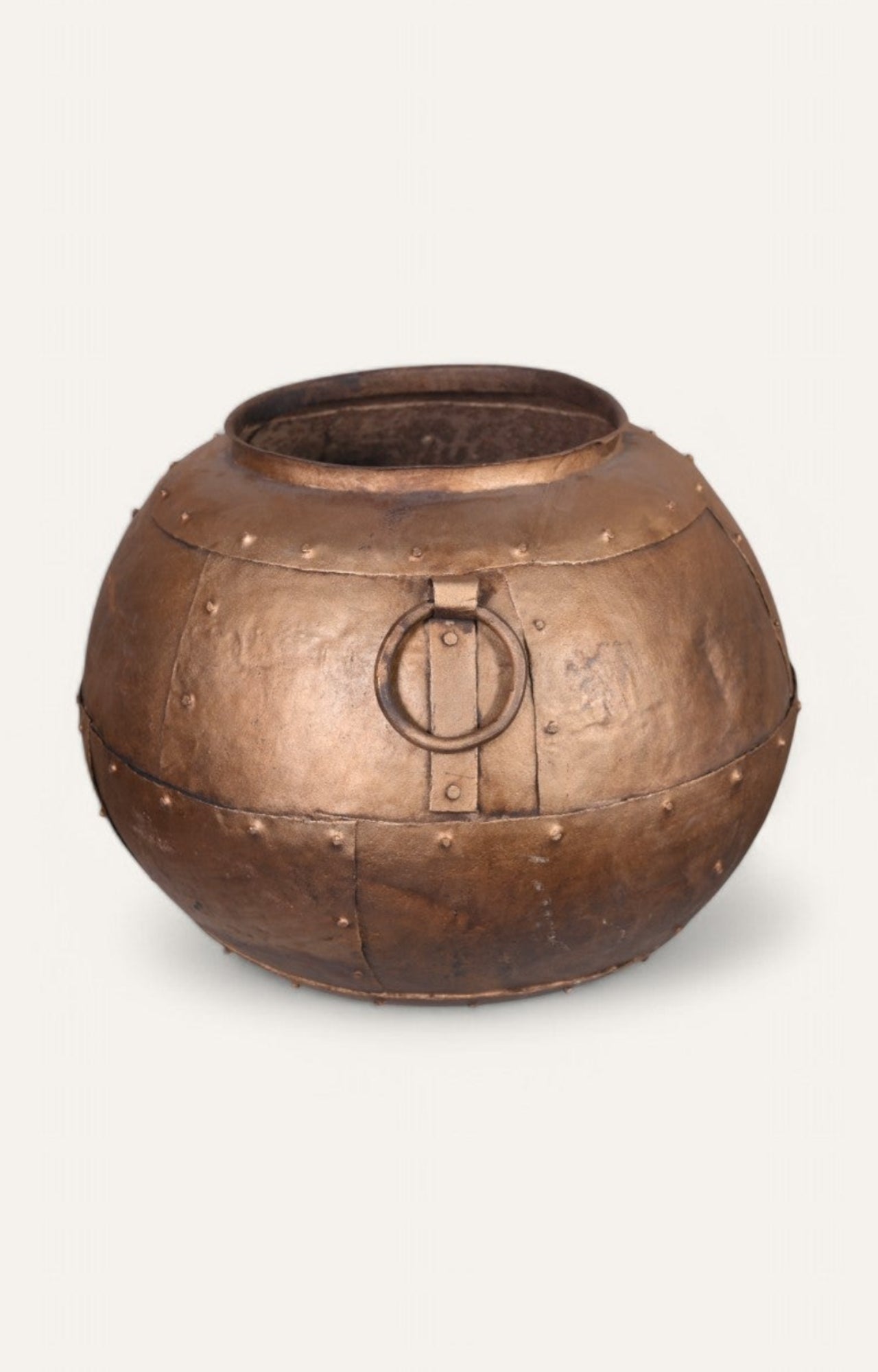 Antique Brass Finish Round Metal Pot