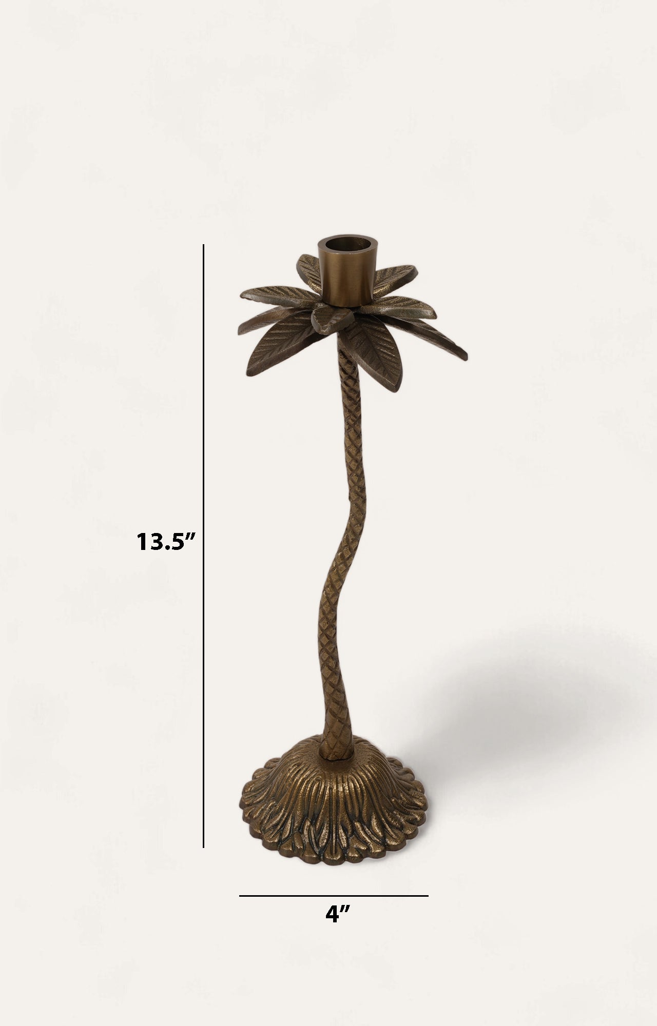 Antique Bronze Palm Tree Candle Holder_size