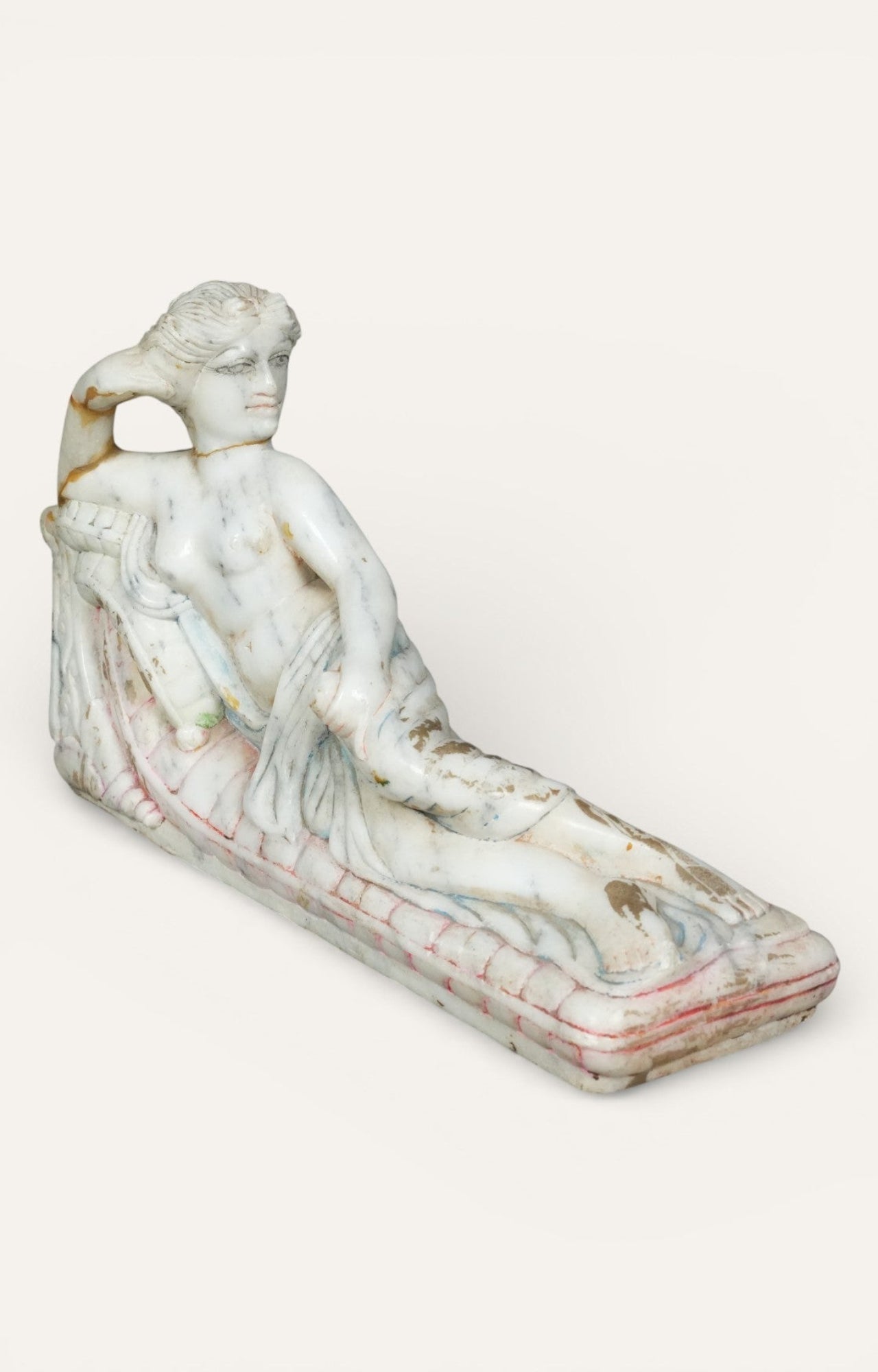 Antique Marble Reclining Lady Sculpture