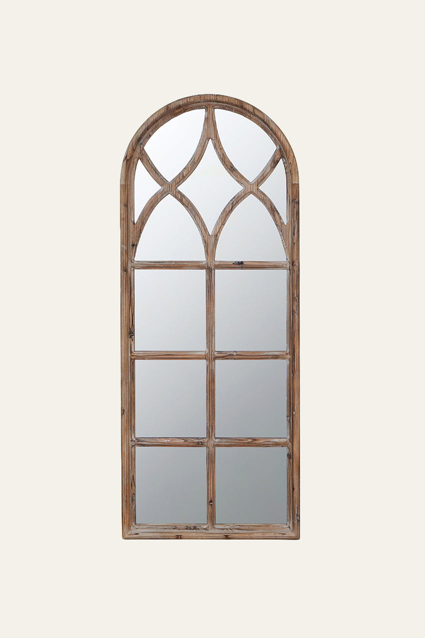 Arched Wooden Wall Mirror for Home Decor