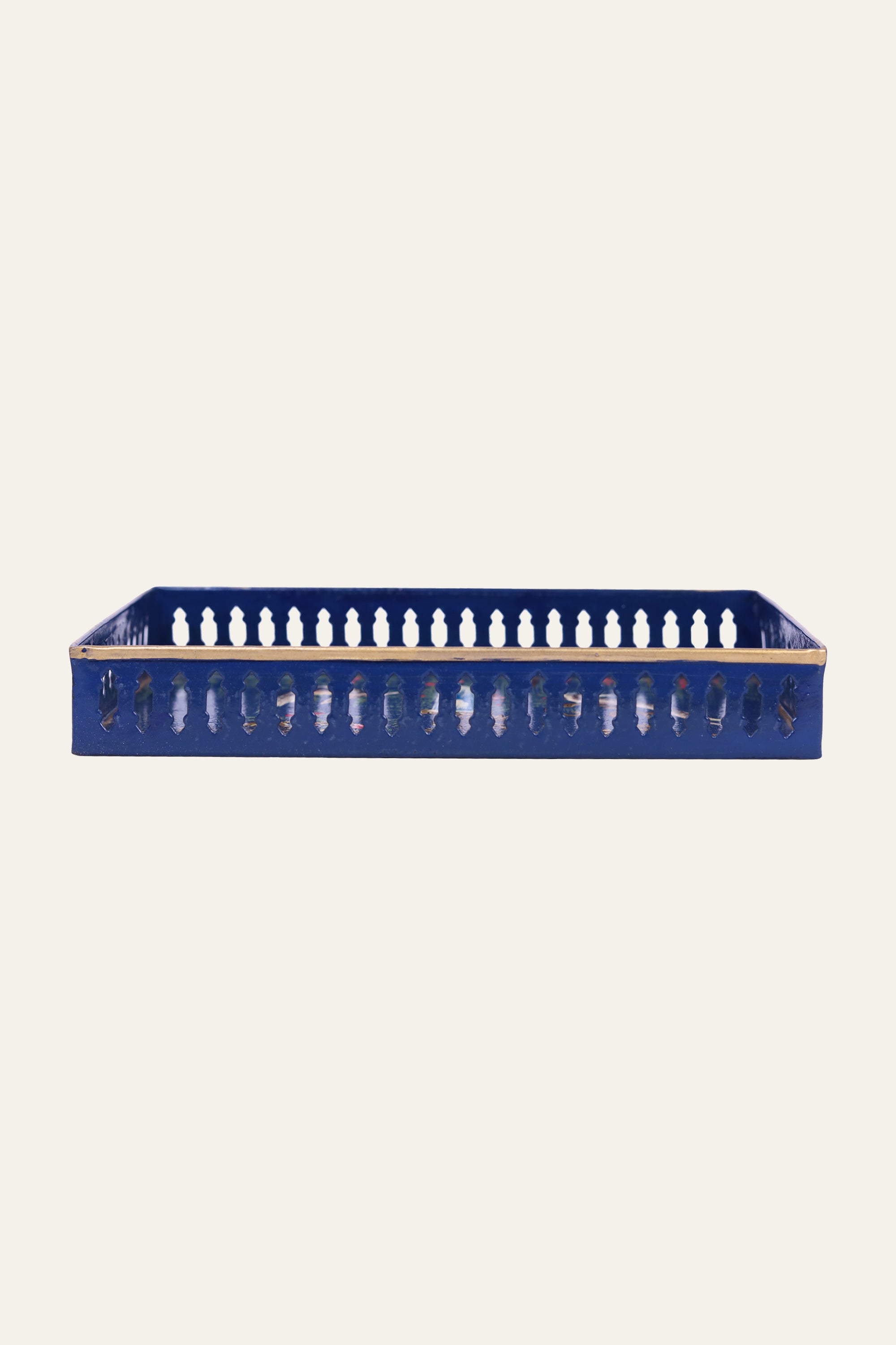 Rectangular Hand-painted Chinoiserie Metal Tray