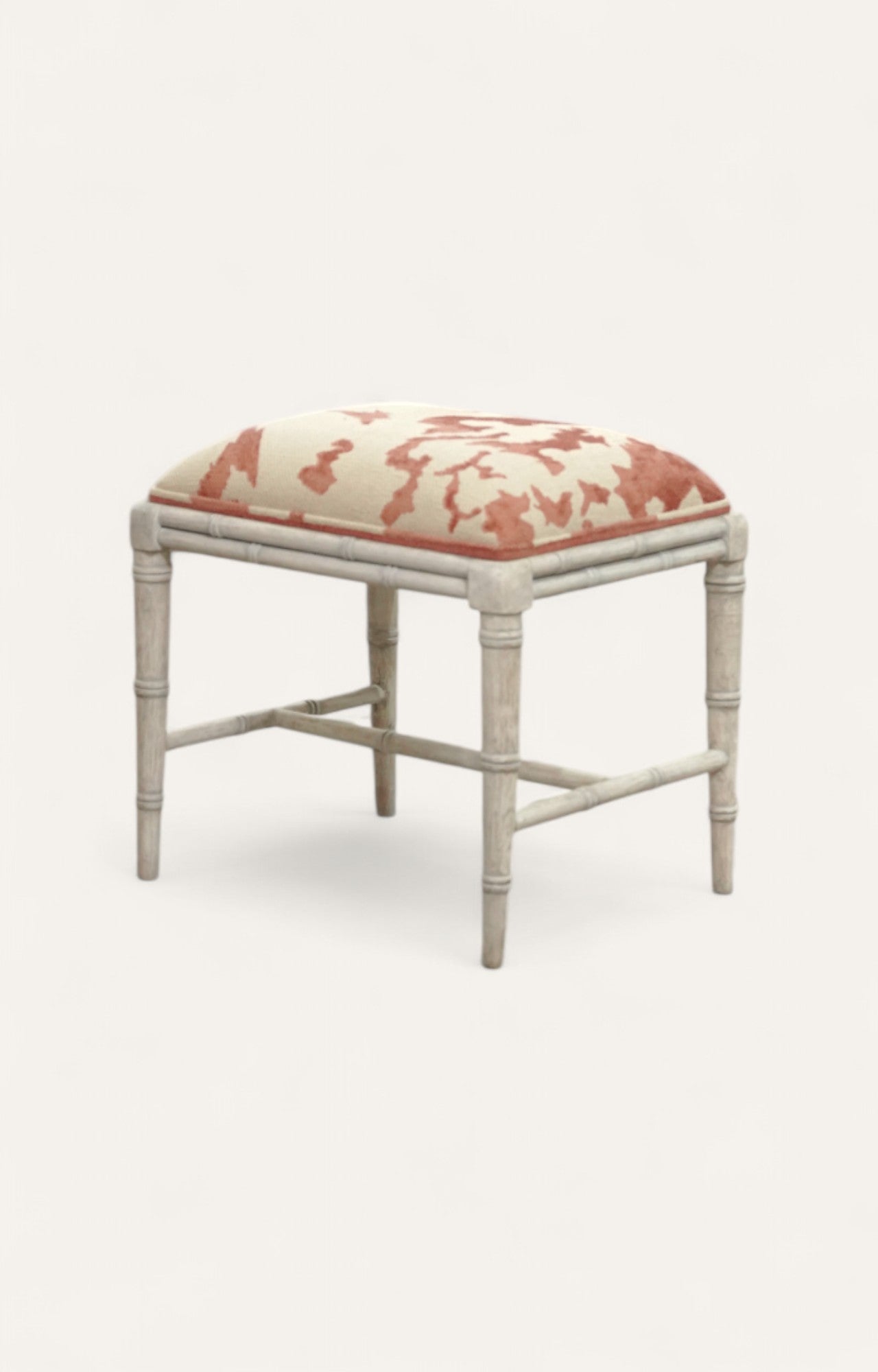 Bamboo-Style Stool with Dhurrie Top