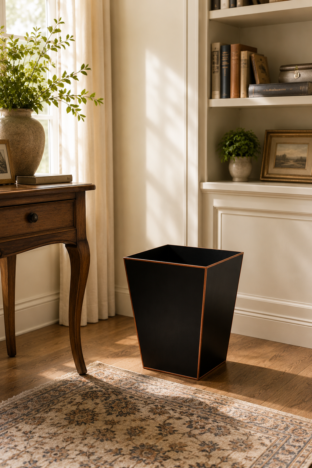 Black Metal Bin with Copper Finish