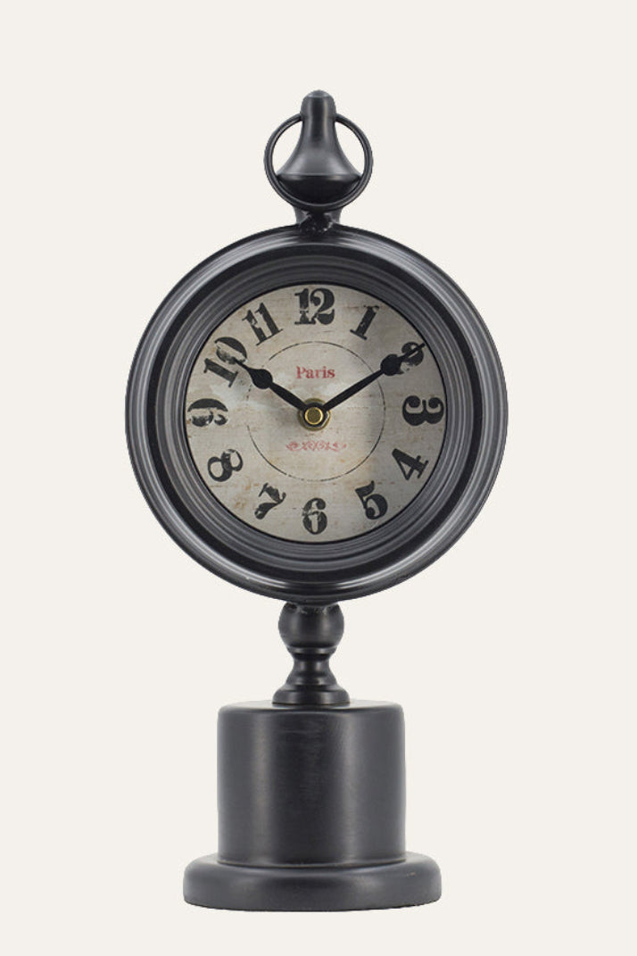 Black Metal Table Clock for Office Desk