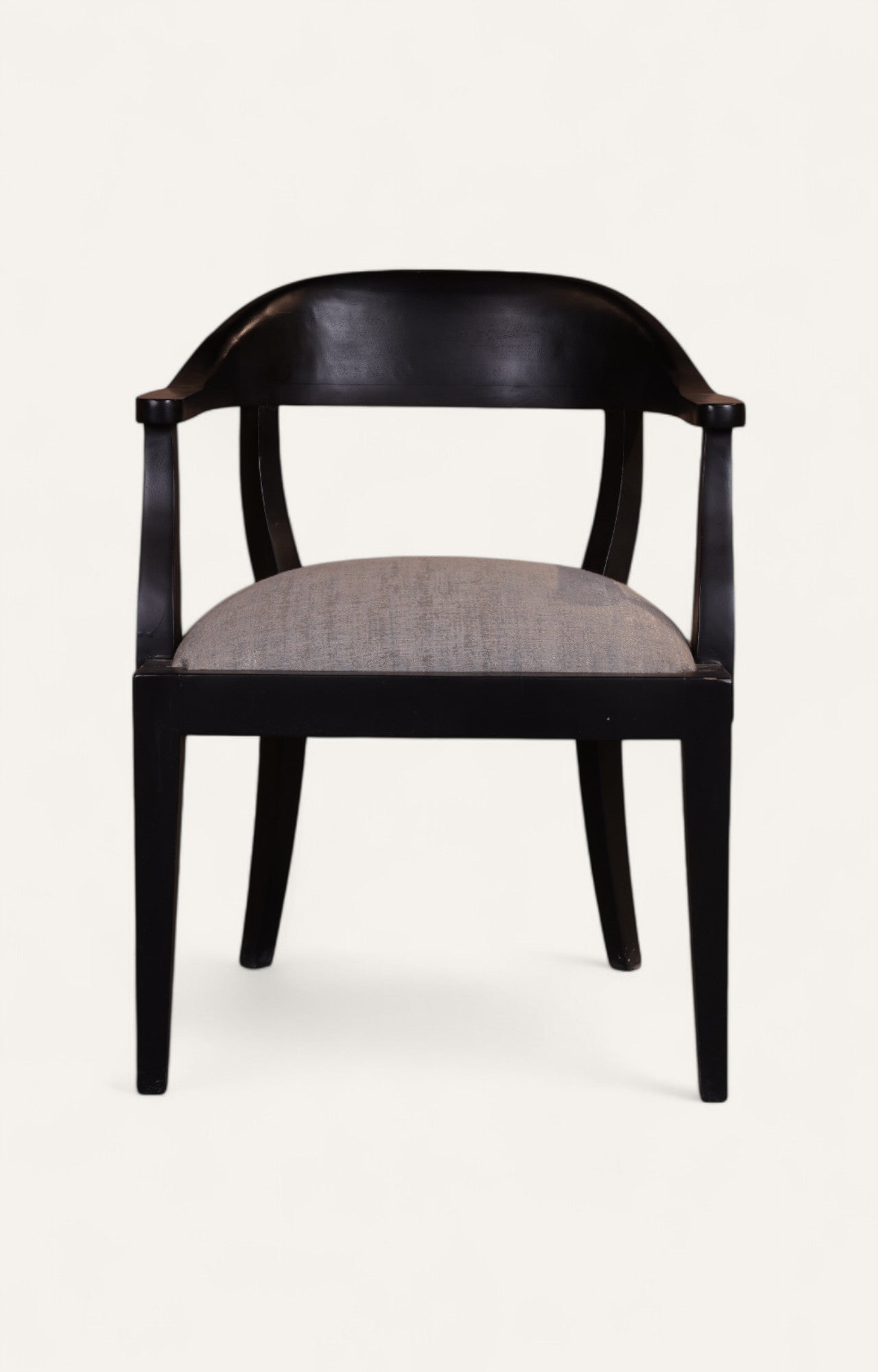Black chair with a gray cushion