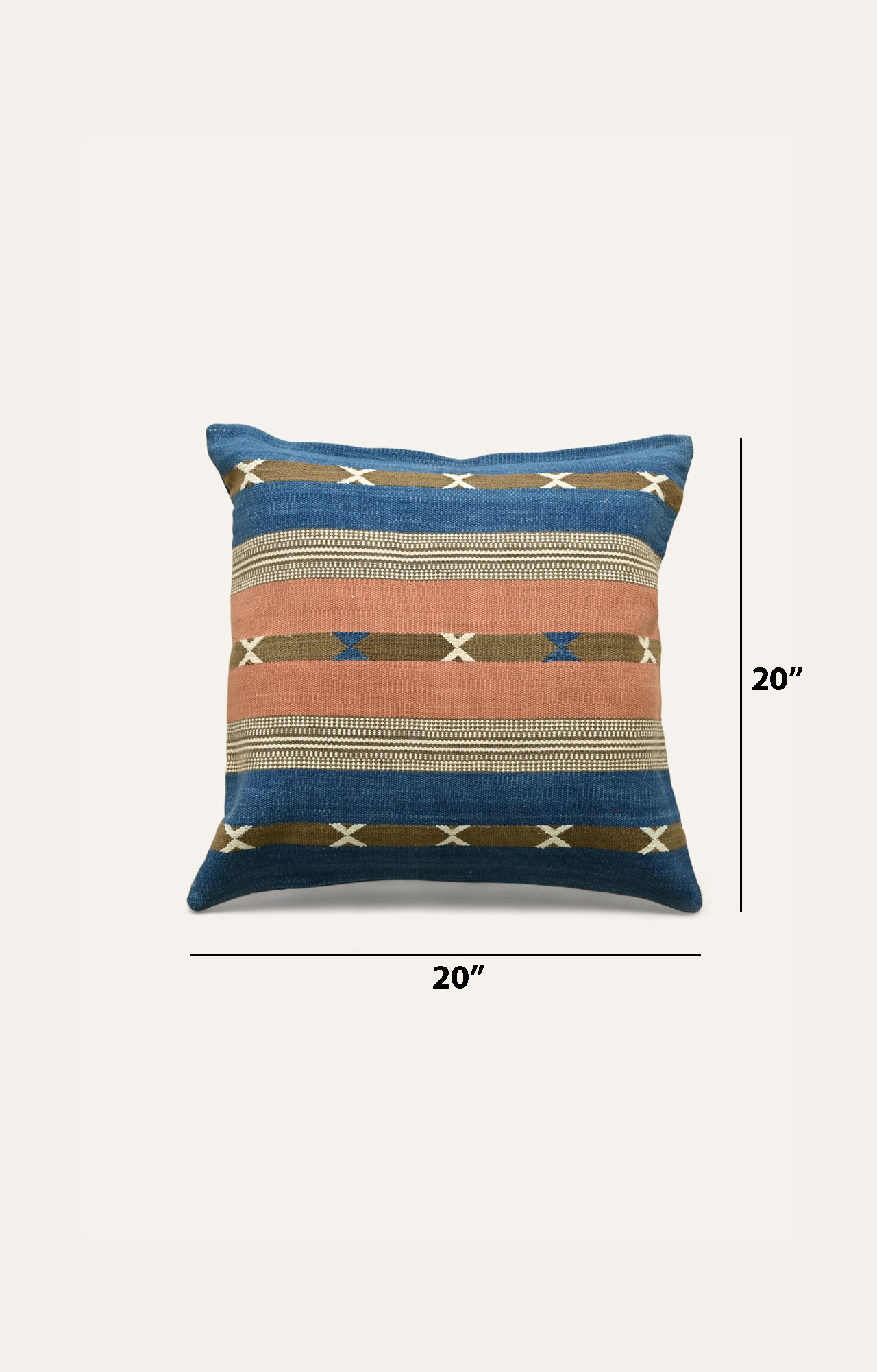 Blue Empress Striped Slip Cushion Cover_size