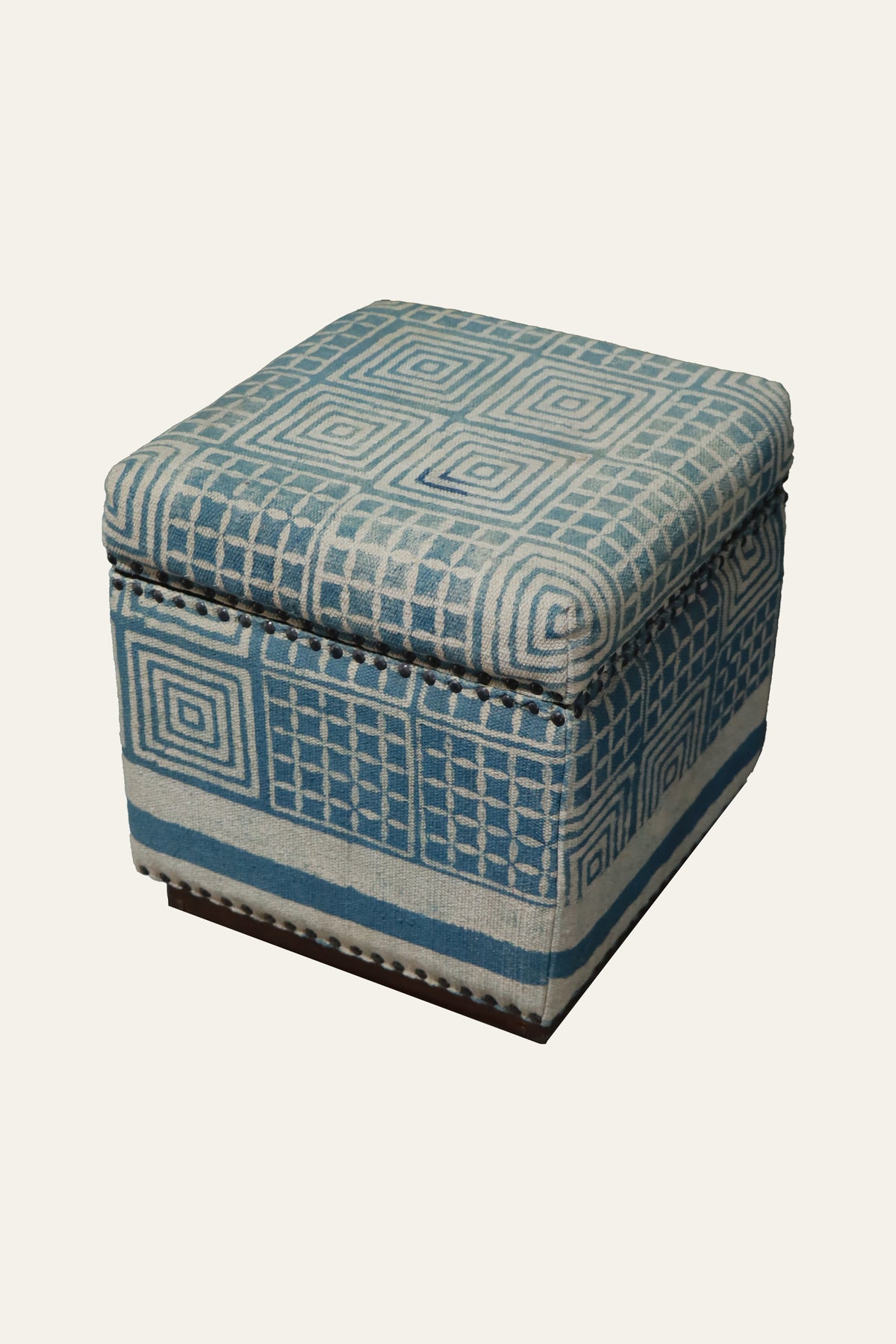 Blue Geometric Pouf