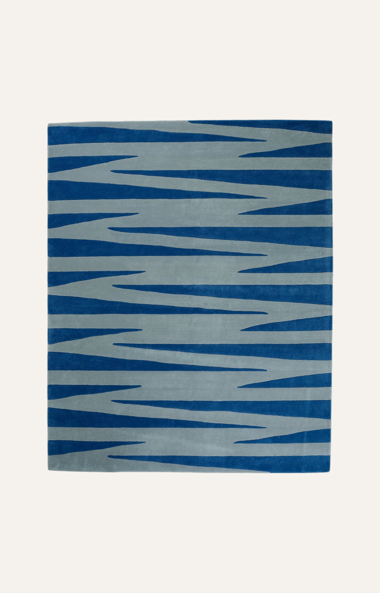 Blue Tuftted Chevron Pattern Carpet