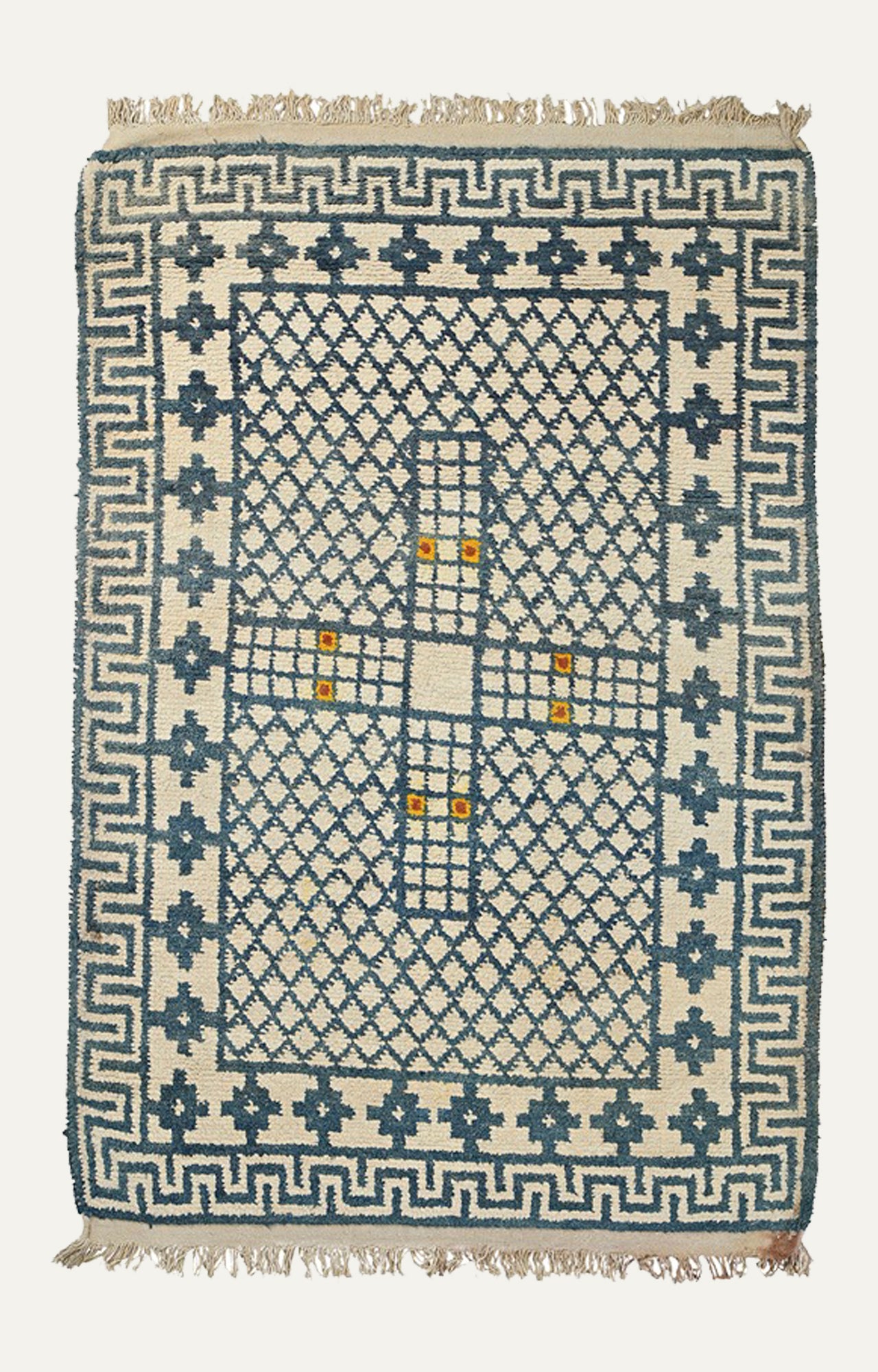 Blue and White Greek Key Border Carpet