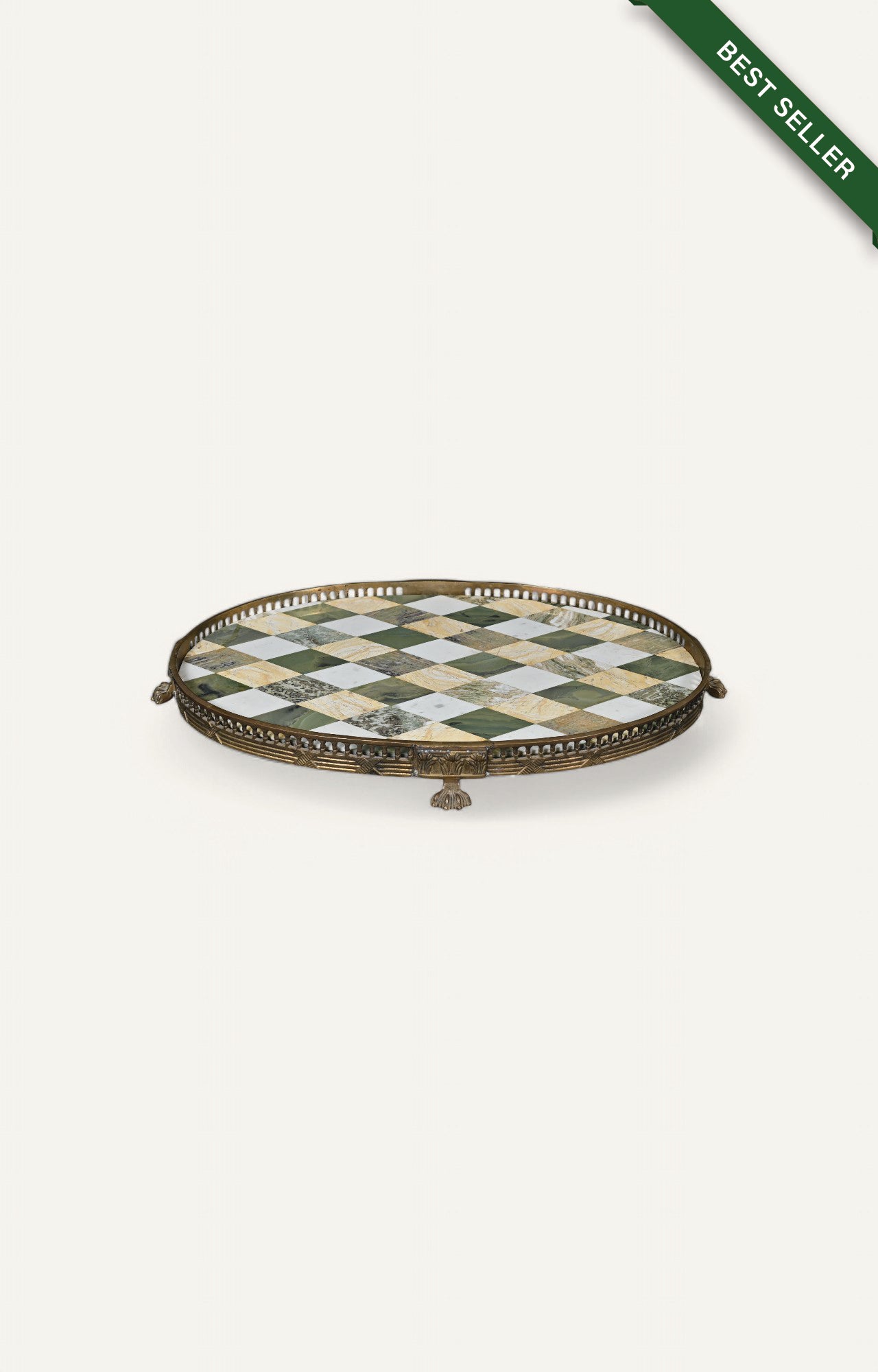 Brass and Marble Inlay Tray