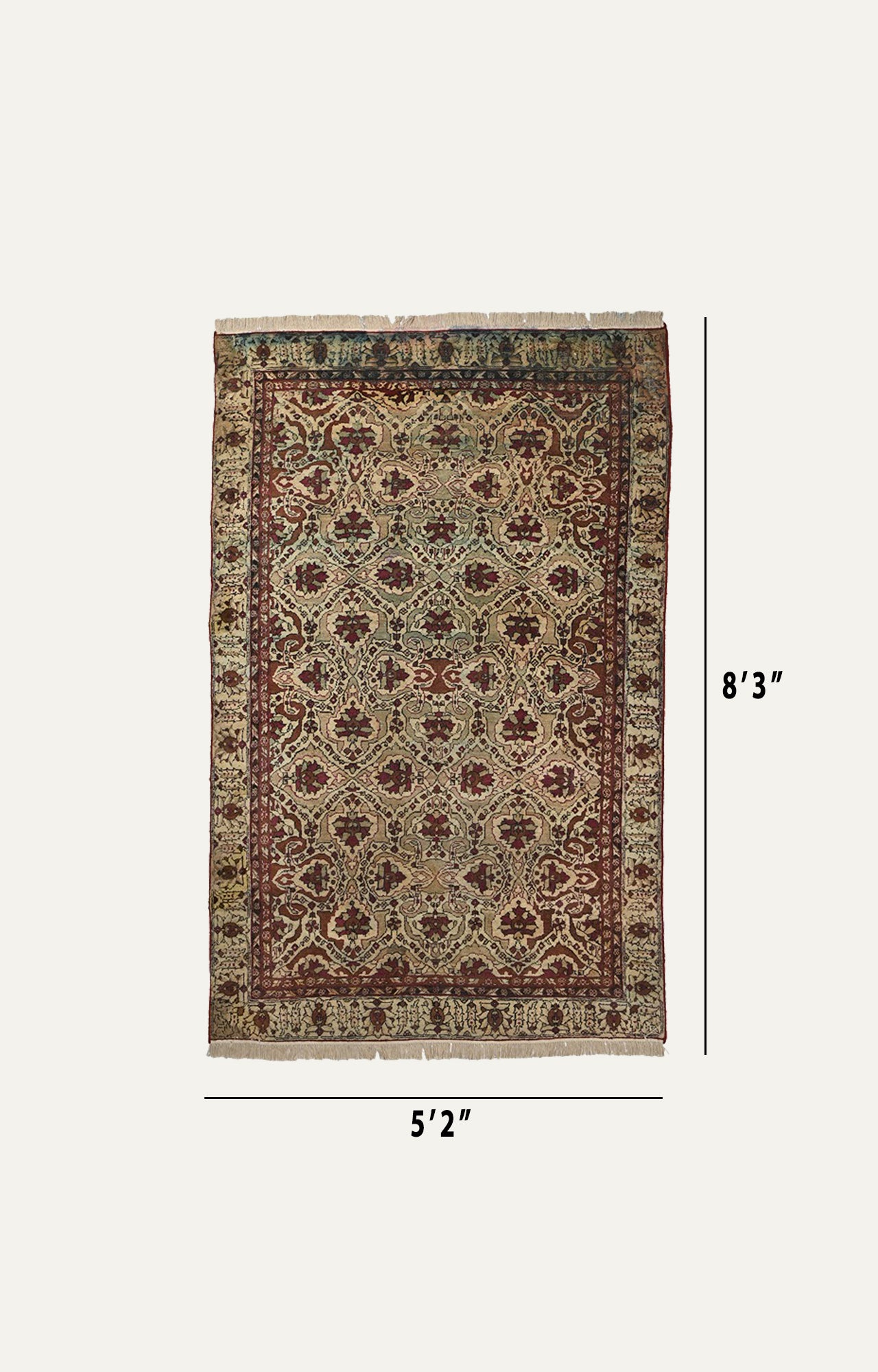 Rare Mughal Floral Agra Wool Carpet