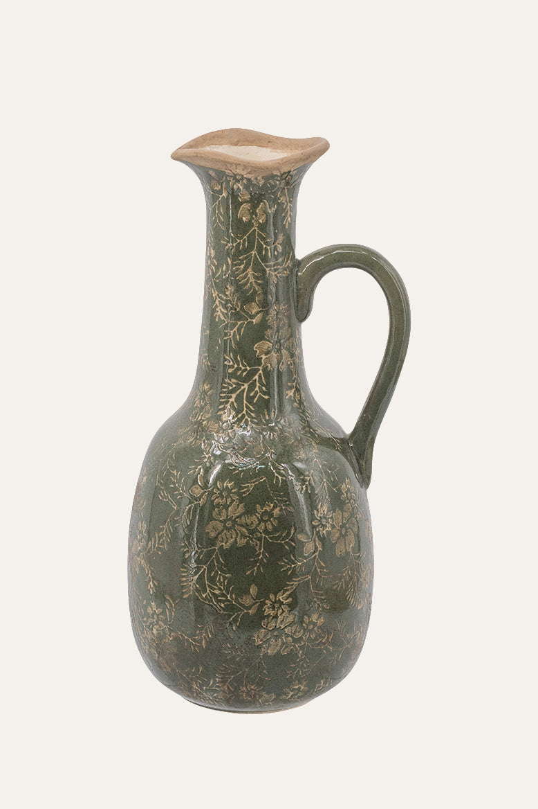 Tall Green Pitcher Vase Decorative Accent