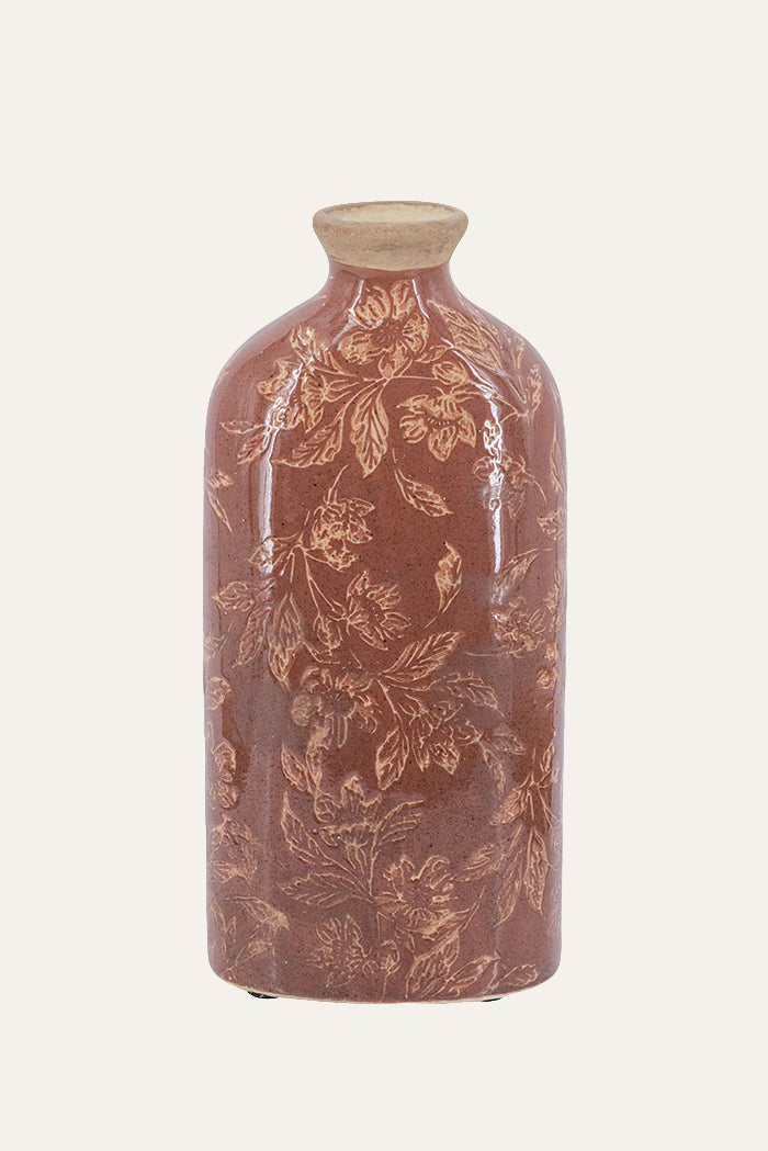 Terracotta Narrow Neck Vase Vintage Style