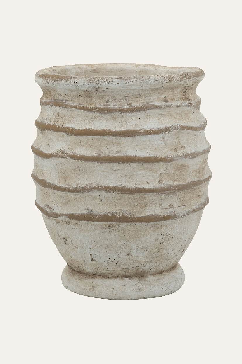 Ribbed Rustic Planter Antique Finish Decorative Pot