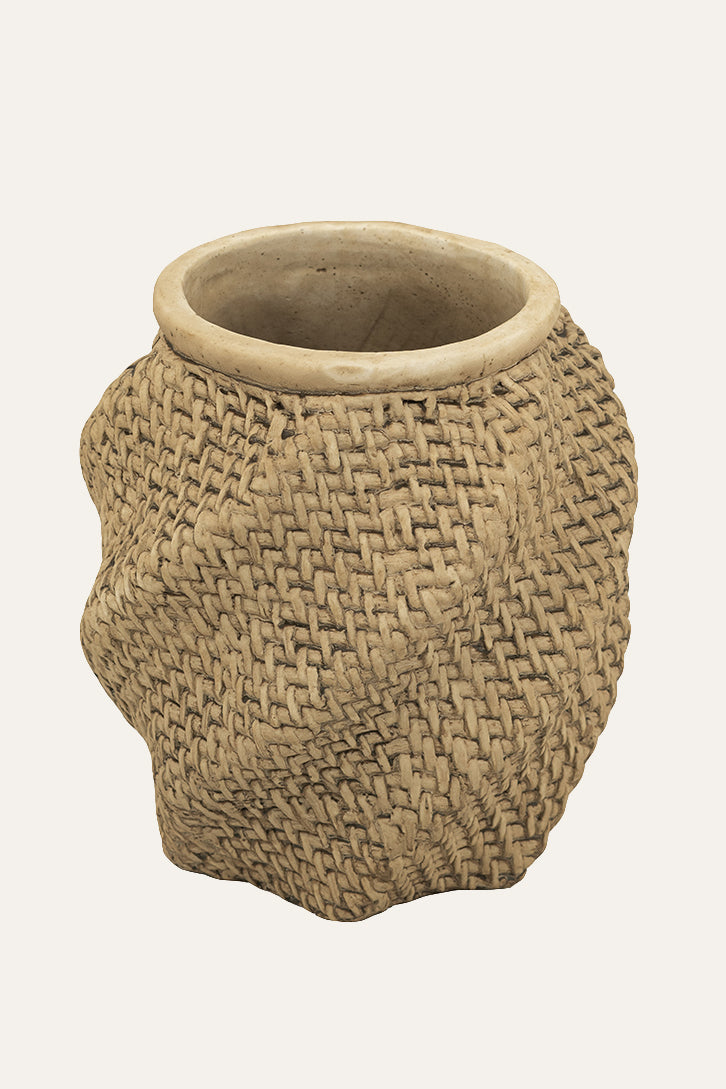 Basket Weave Planter Rustic Decorative Pot