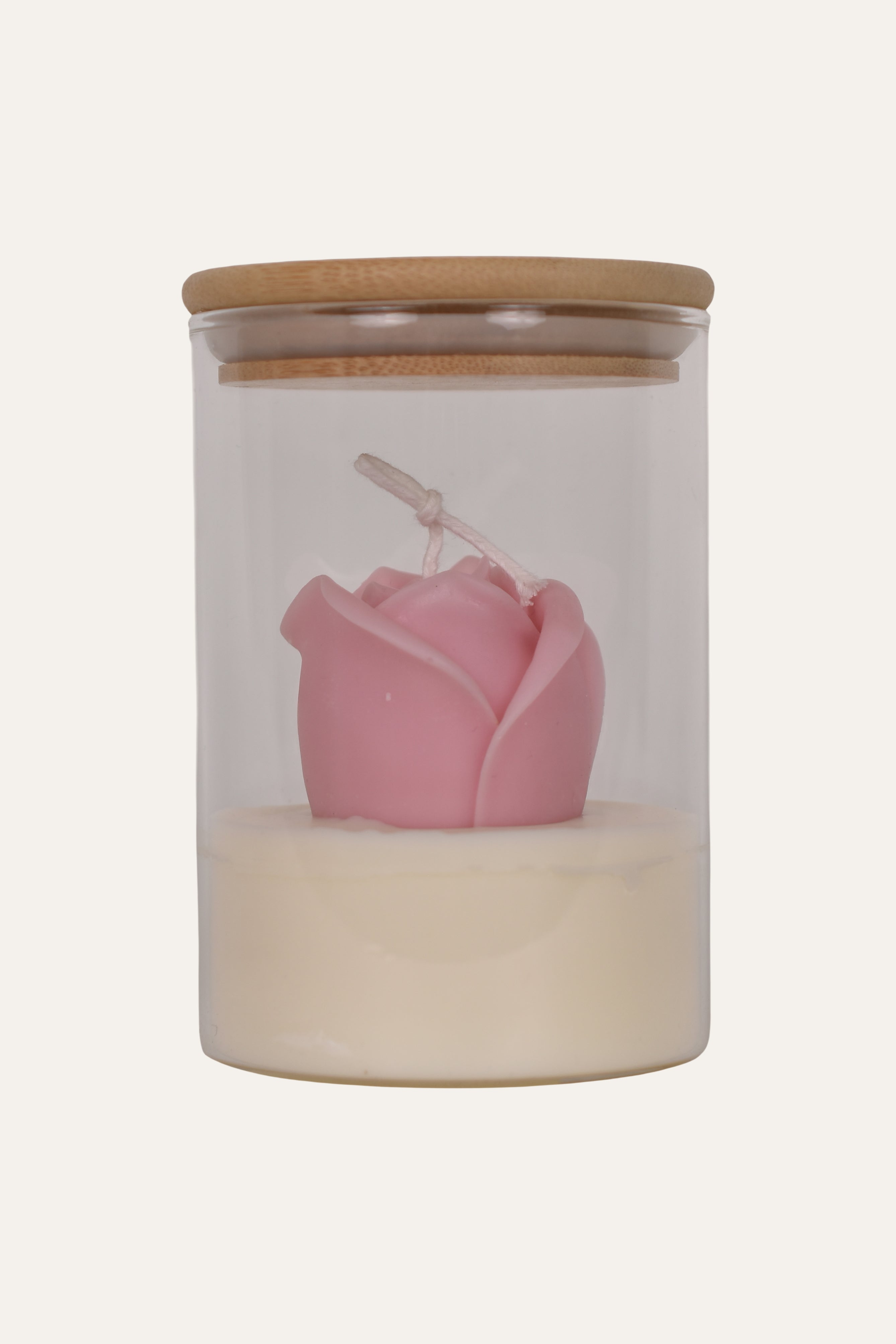 Pink Floral Candle in Glass