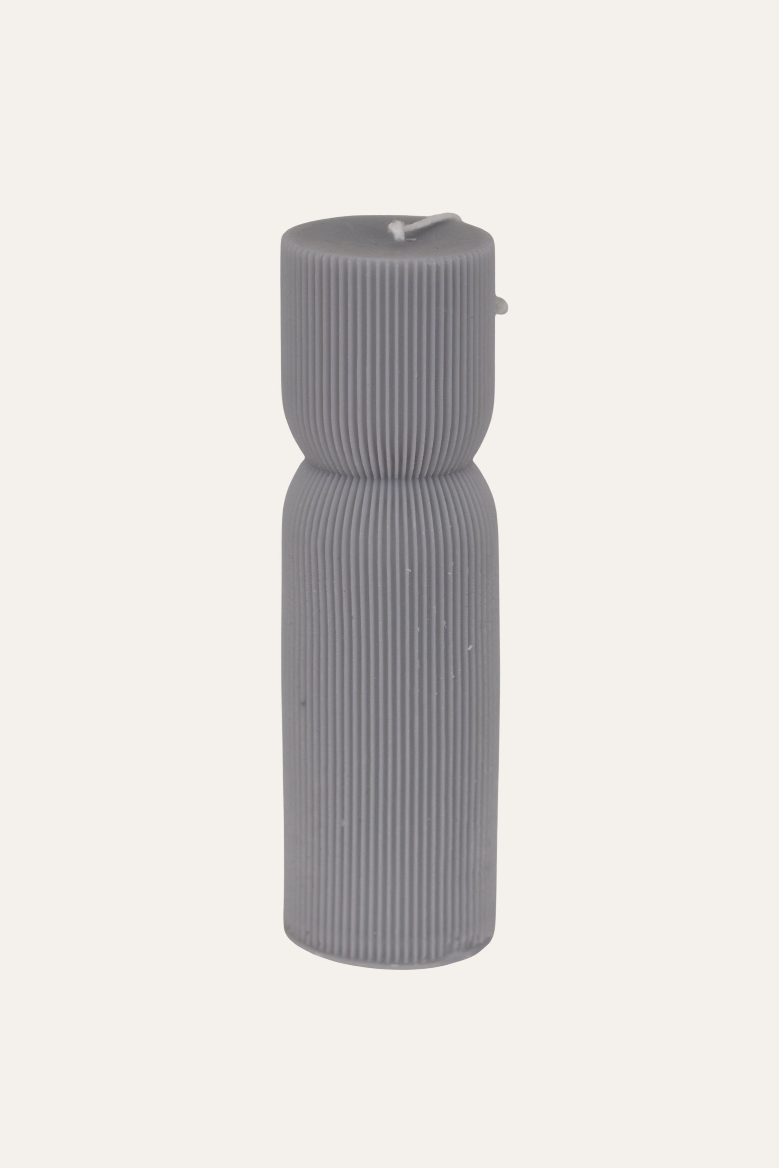 Decorative Tall Grey Ribbed Candle