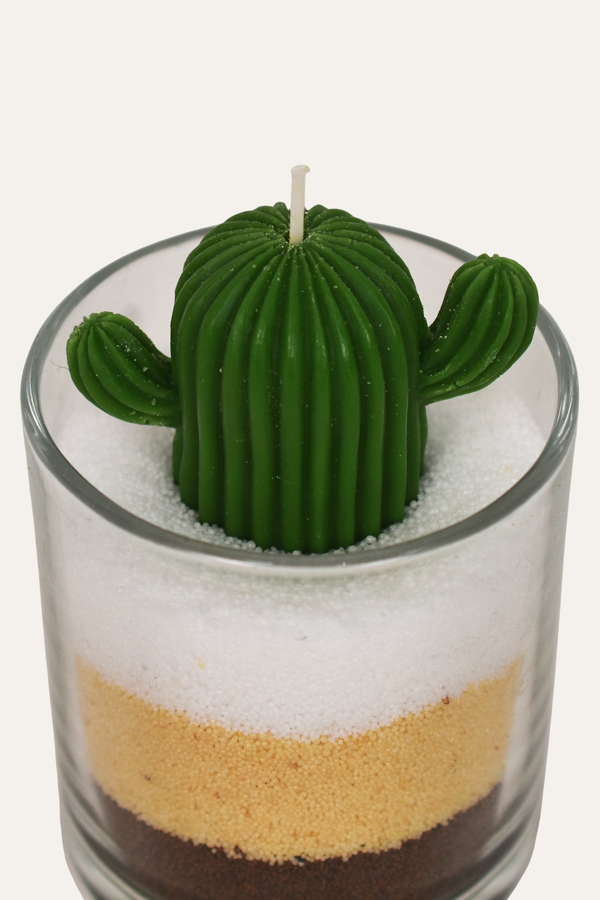 Green Cactus Sculptural Candle Decor