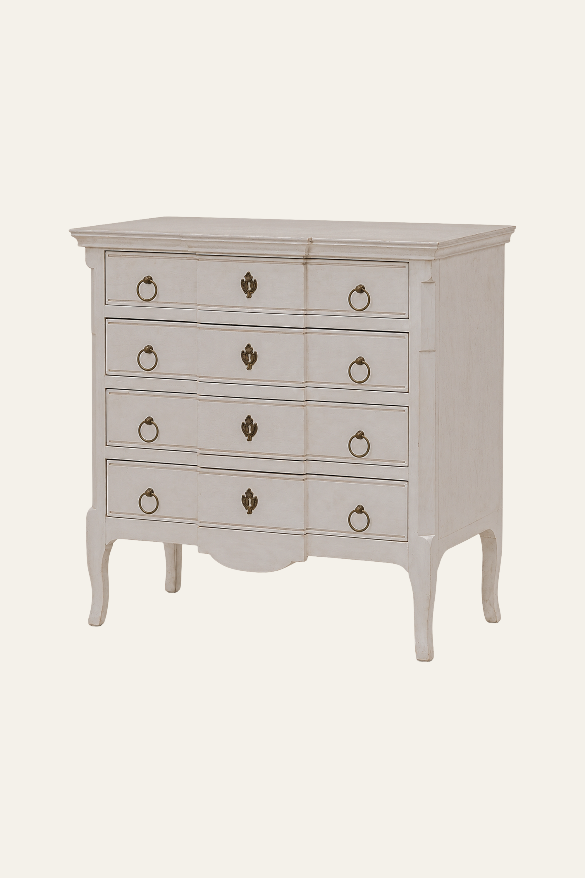 White 3-Drawer Wooden Chest of Drawer with Metal Pulls