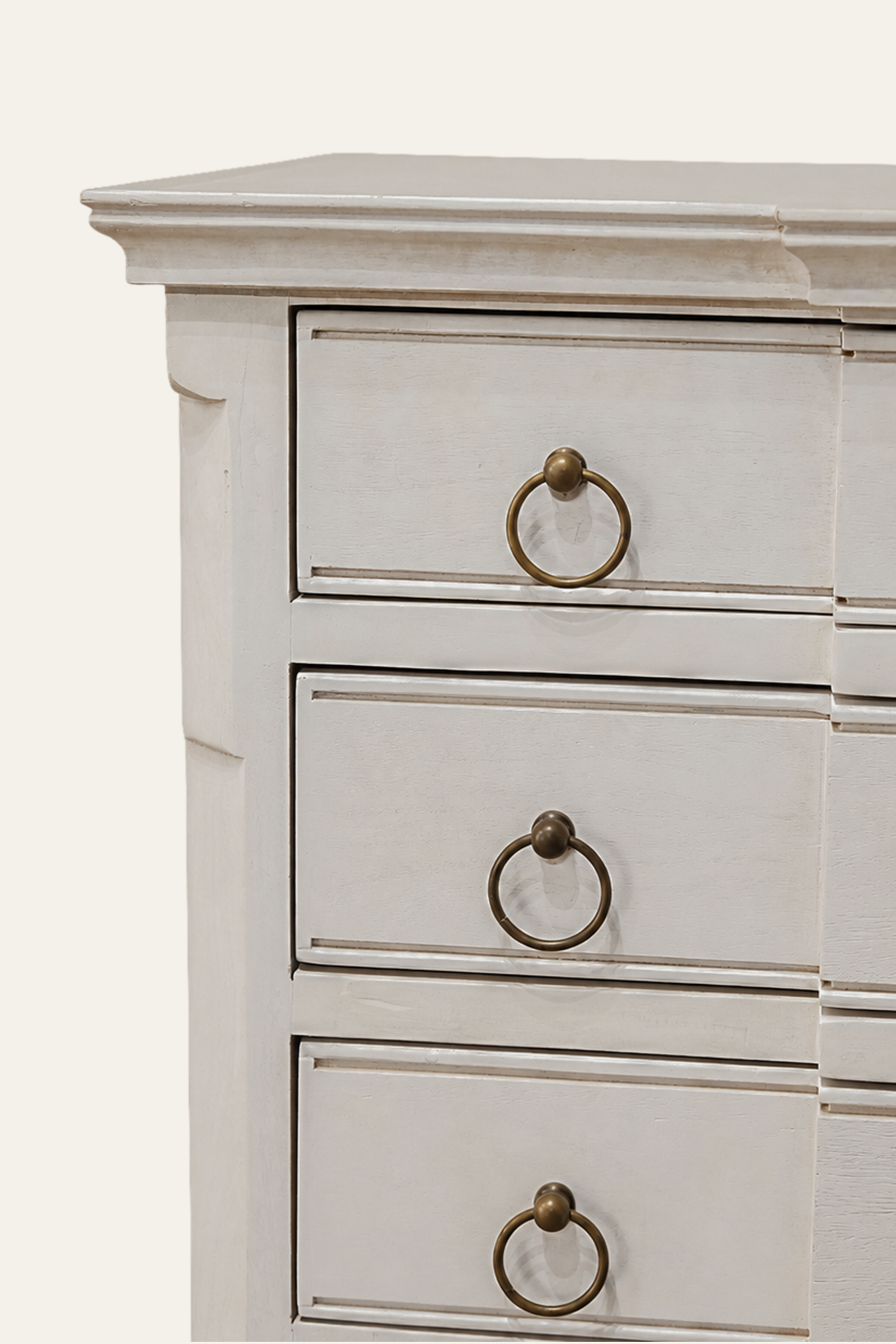 White 3-Drawer Wooden Chest of Drawer with Metal Pulls