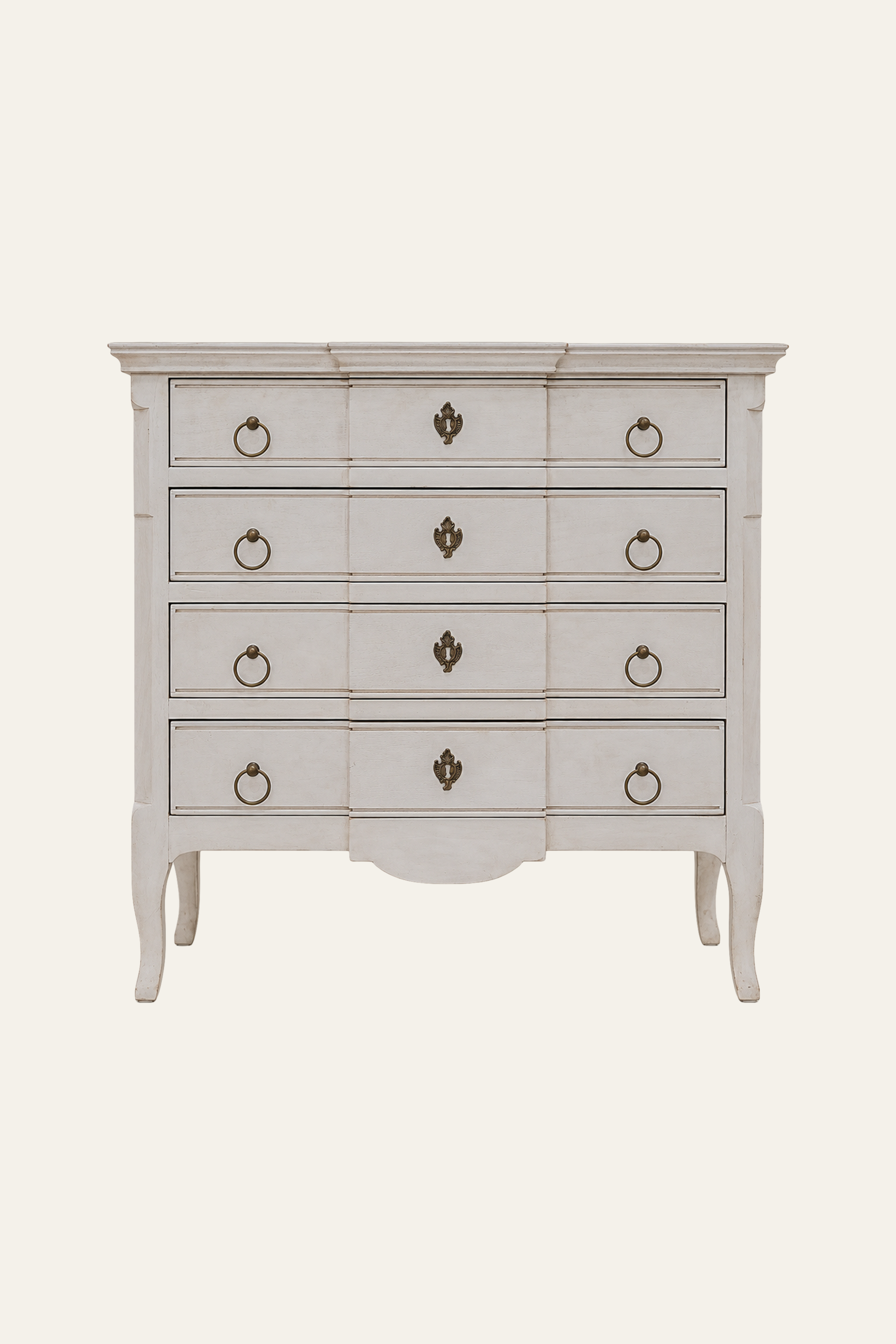 White 3-Drawer Wooden Chest of Drawer with Metal Pulls