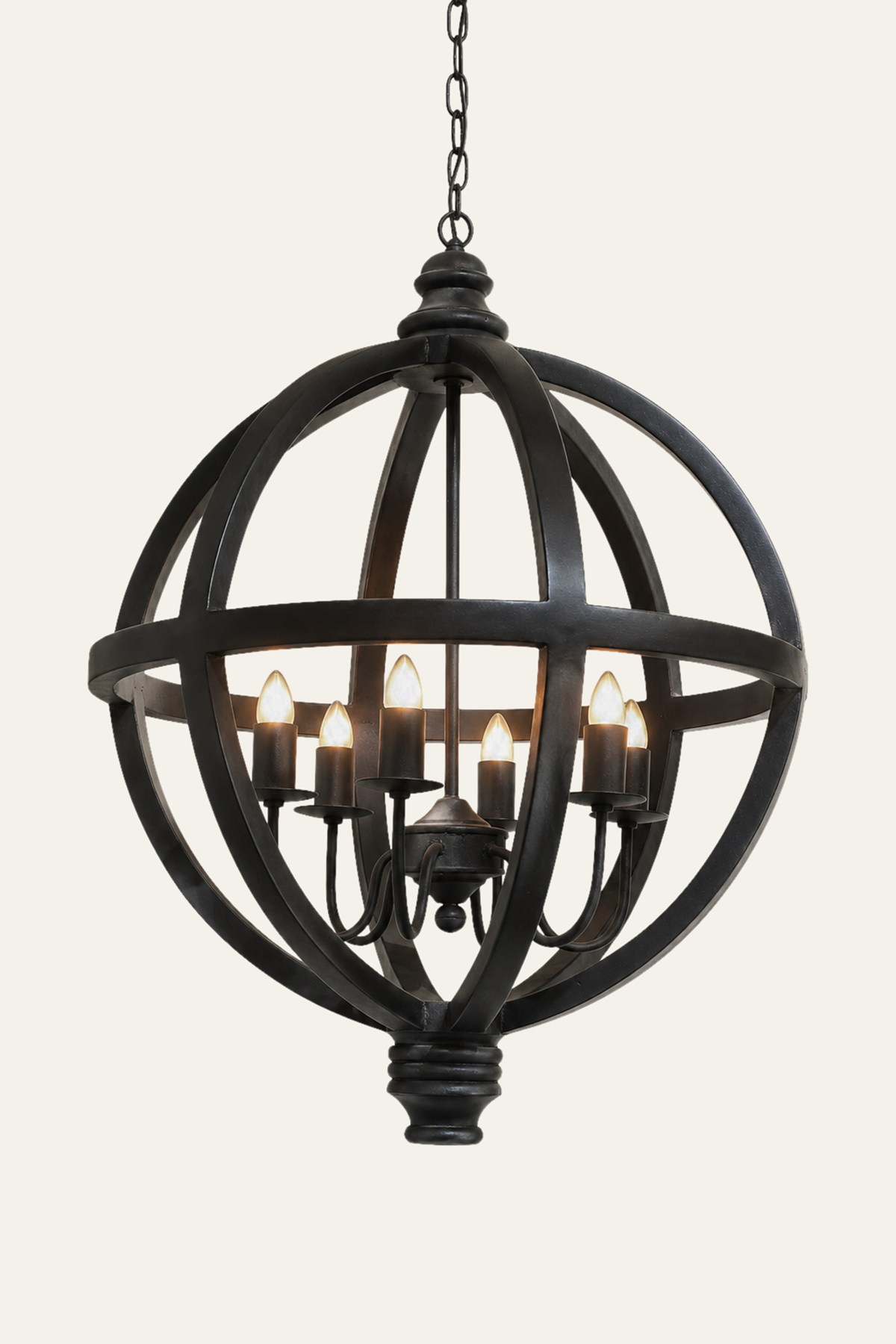 Black Orb Metal Chandelier for Foyer